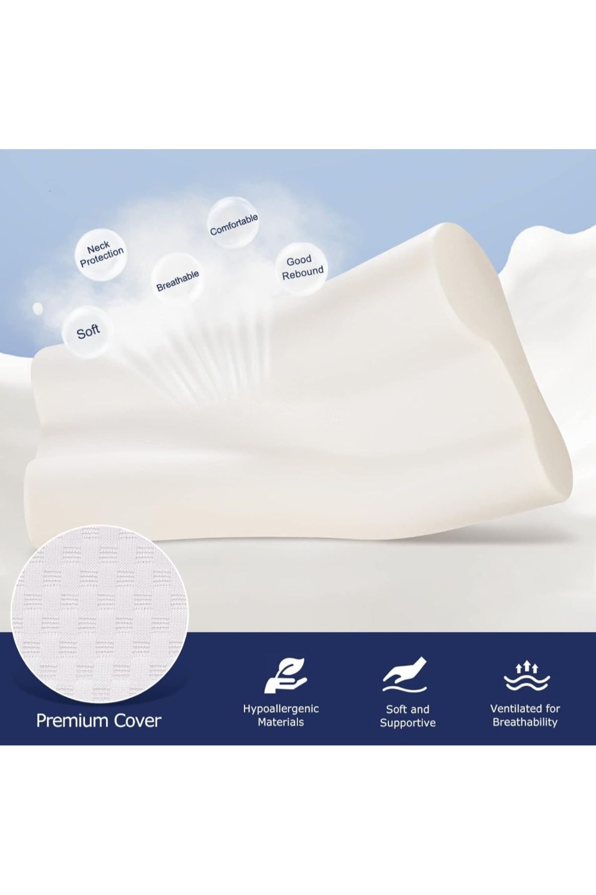 Ortopedik Visko Yastık 60x40 cm | Boyun Fıtığı Desteği