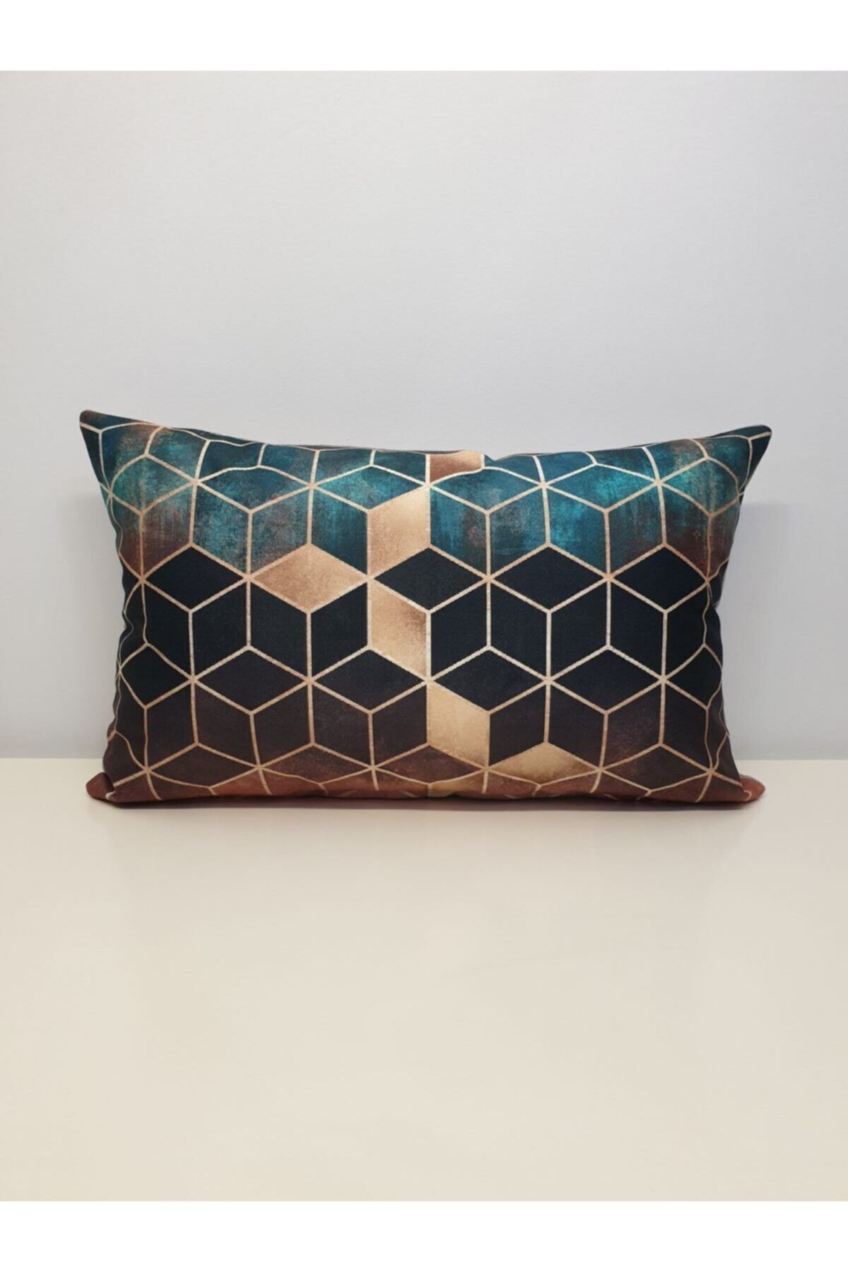 Yeşil Puzzle Desen Dikdörtgen Berjer Kırlent Kılıfı