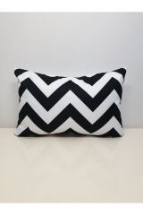 Siyah Beyaz Zigzag Desen Dikdörtgen Berjer Kırlent Kılıfı