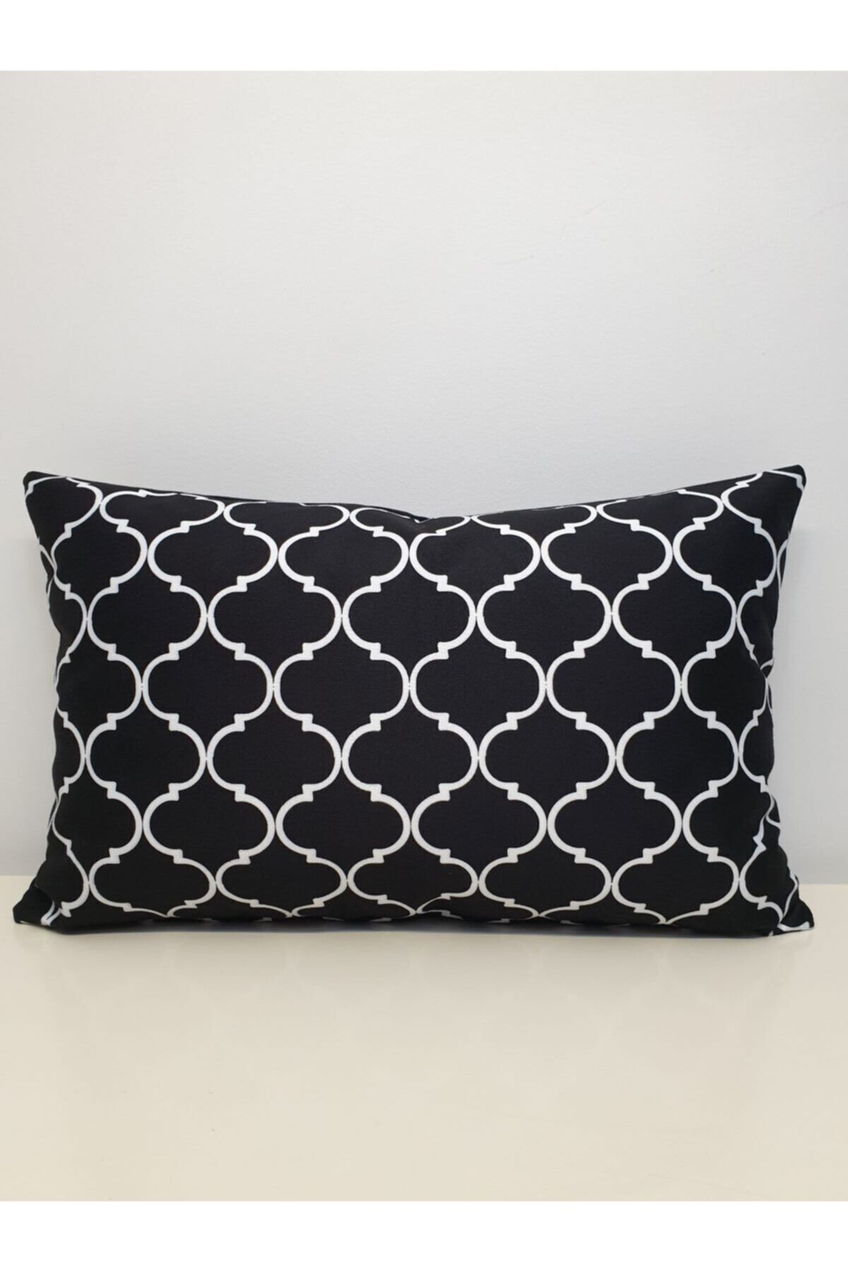 Siyah Kupa Desen Dikdörtgen Berjer Kırlent Kılıfı