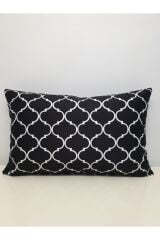 Siyah Kupa Desen Dikdörtgen Berjer Kırlent Kılıfı