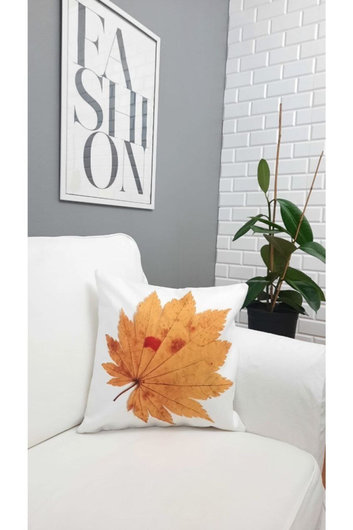 Çınar Yaprak Sonbahar Desen Kırlent Kılıfı