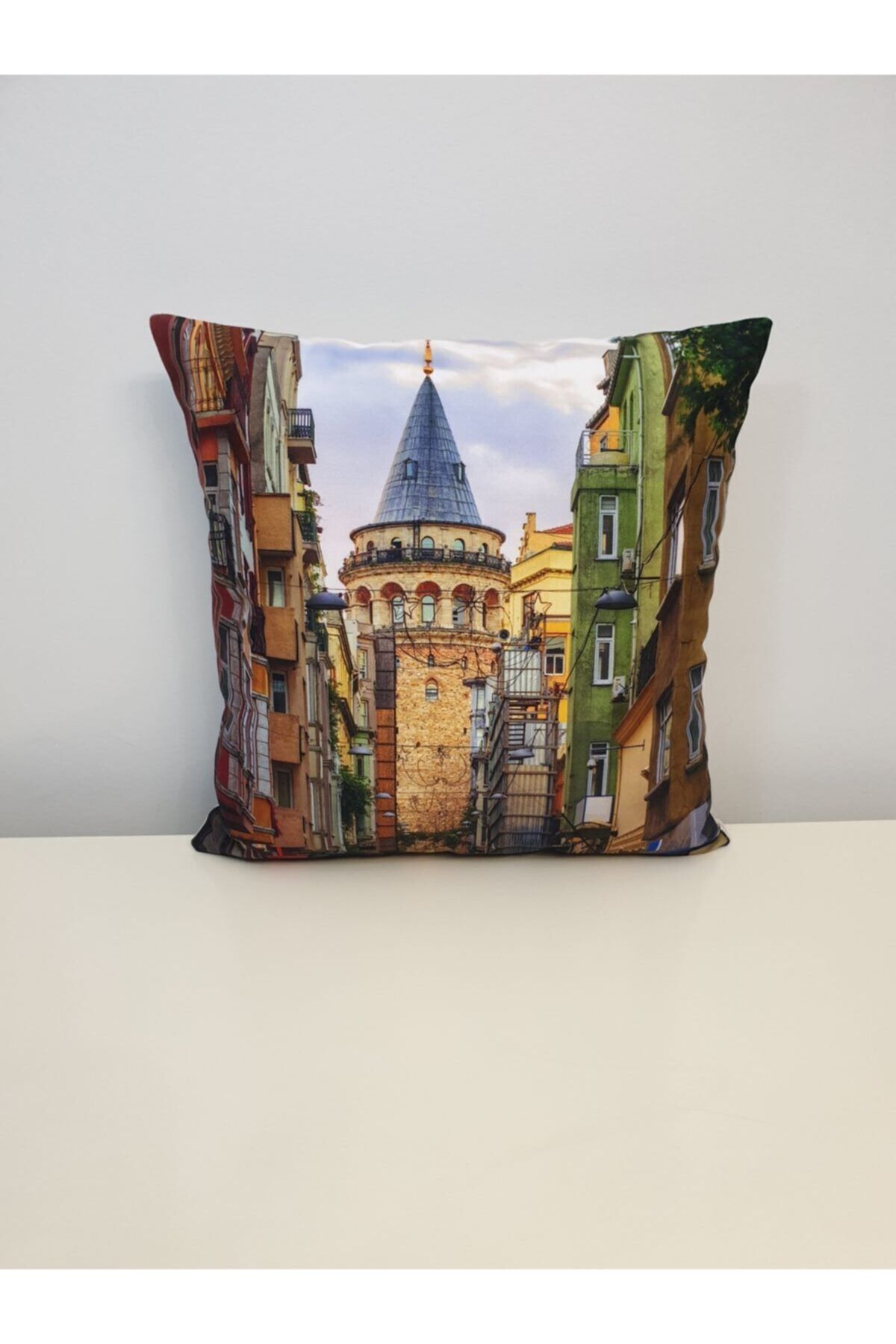 Galata Kule Baskılı Kırlent Kılıfı