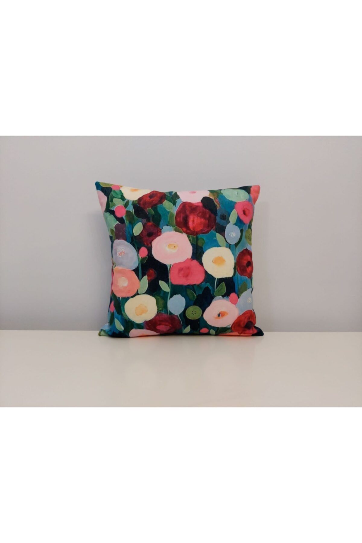 Gelincik Çiçek Desen Kırlent Kılıfı