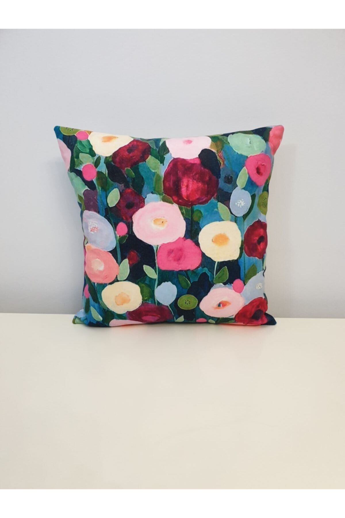 Gelincik Çiçek Desen Kırlent Kılıfı