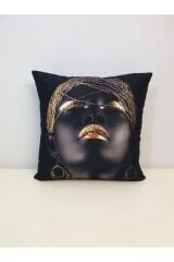 Afrikalı Kadın Desen Kırlent Kılıfı