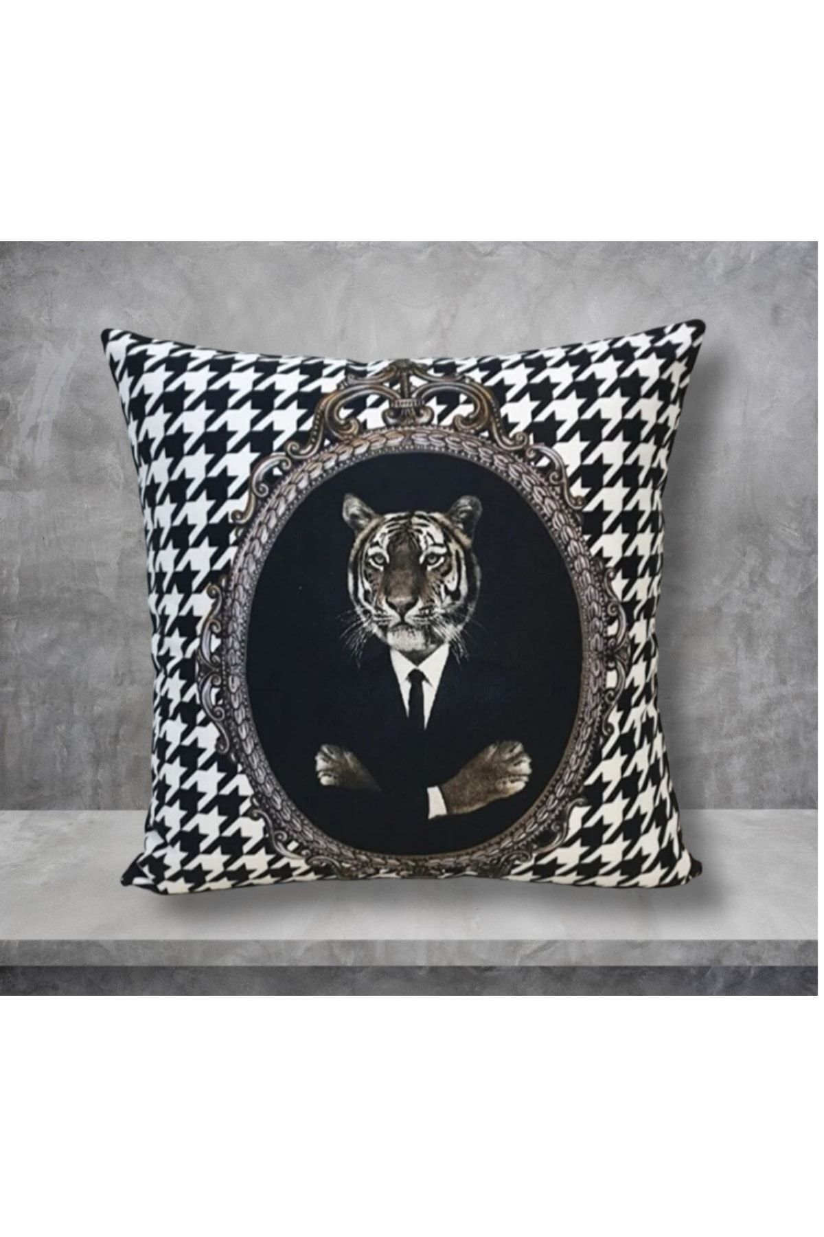 Aslan Kaz Ayağı Desen Kırlent Kılıfı