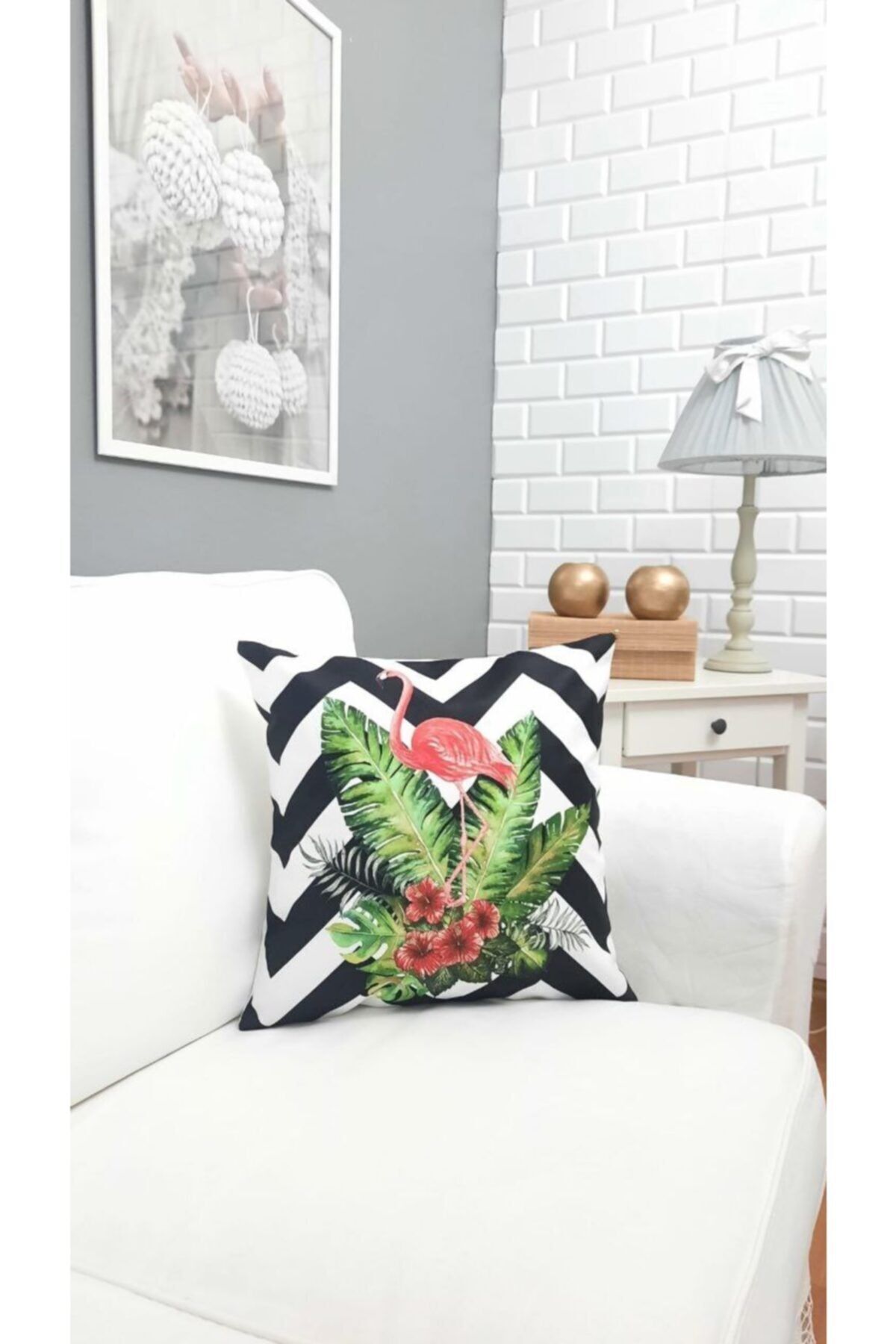 Zigzag Filamingo Desen Kırlent Kılıfı