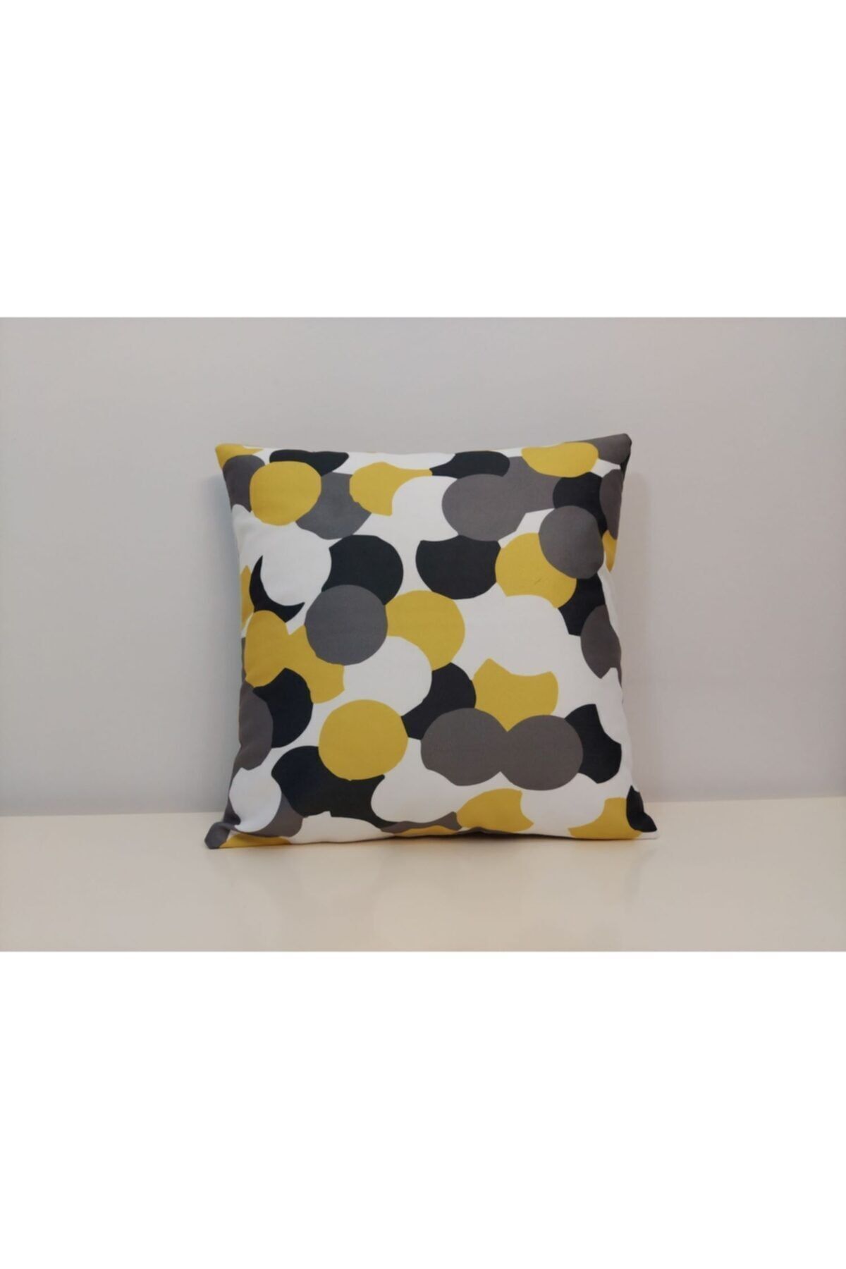 Sarı Gri Desen Kırlent Kılıfı
