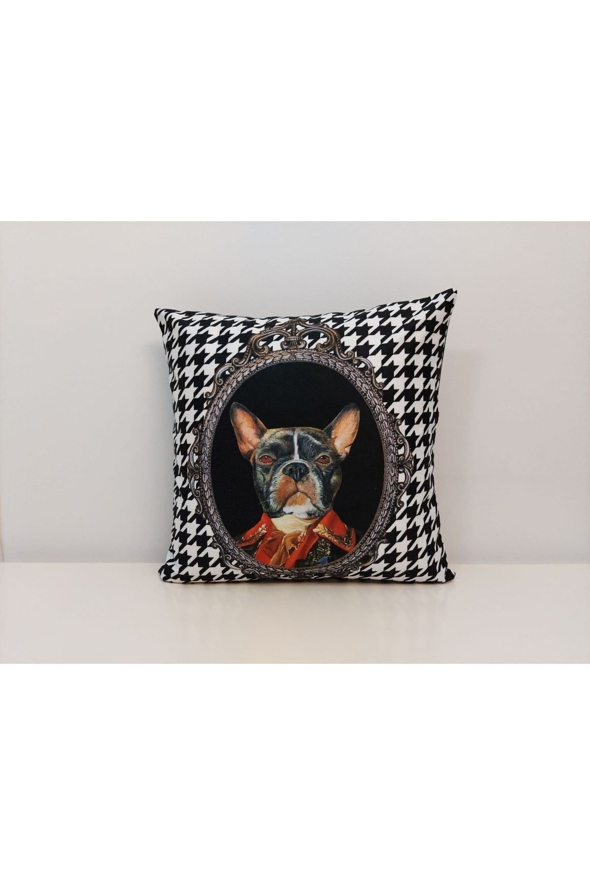 Köpek Kaz Ayağı Desen Kırlent Kılıfı