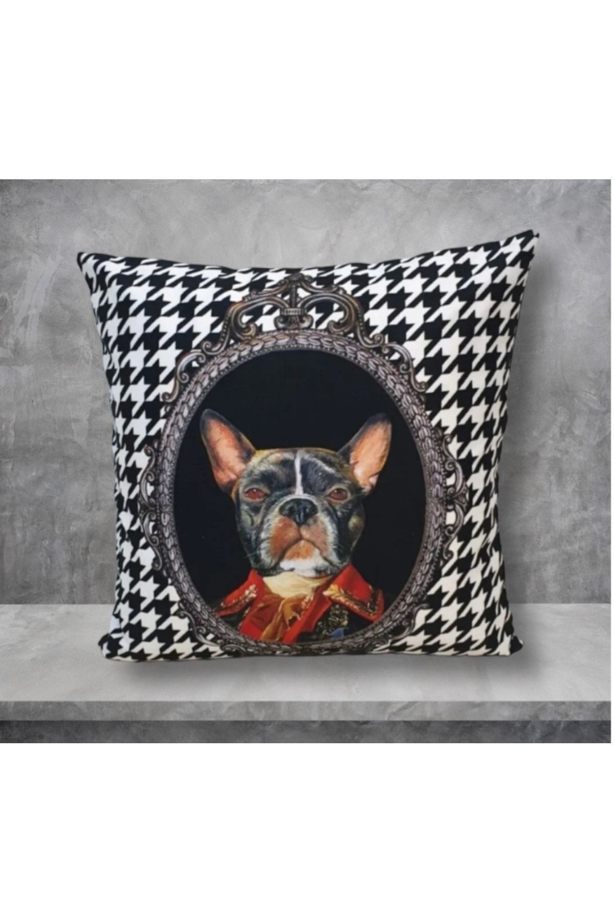 Köpek Kaz Ayağı Desen Kırlent Kılıfı