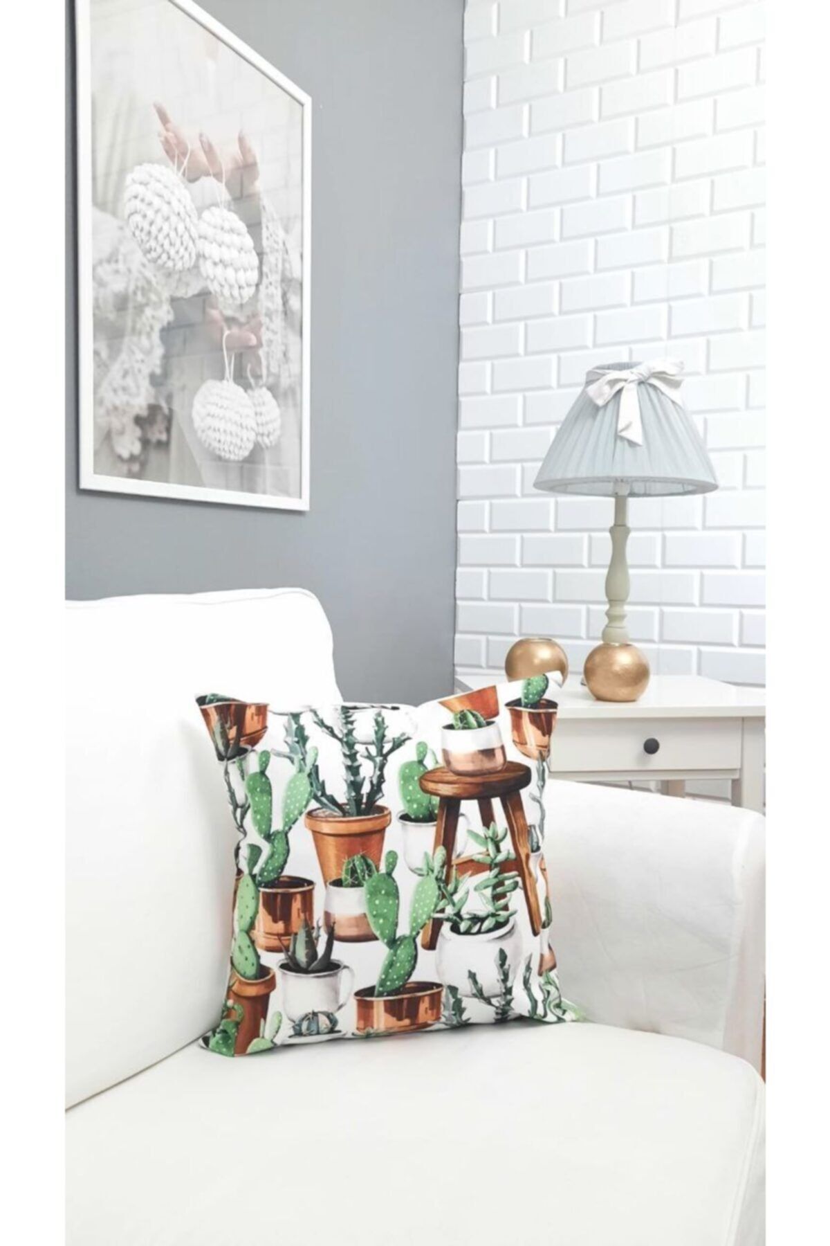 Kaktüs Desen Kırlent Kılıfı