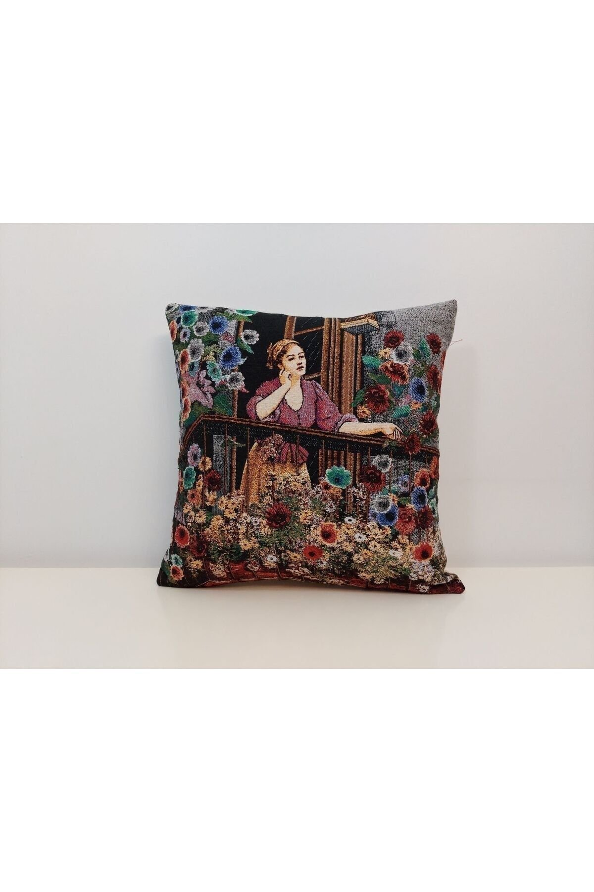 GOBLEN DOKUMA BALKONDAKİ KADIN 3 ADET KIRLENT KILIF