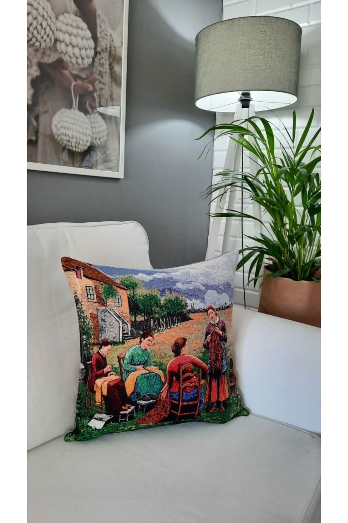 Goblen Dokuma Kadınlar Kırlent Kılıf