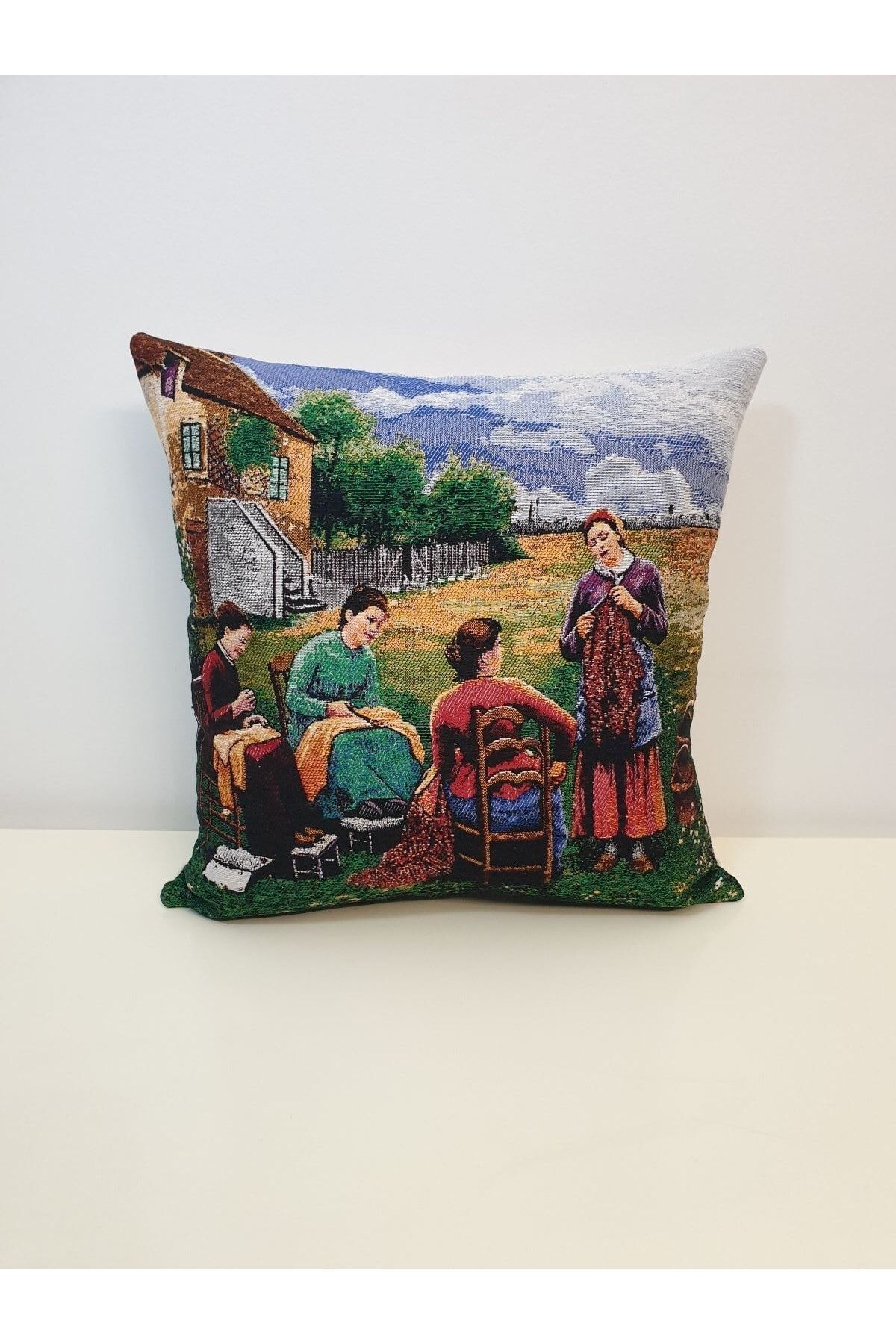 Goblen Dokuma Kadınlar Kırlent Kılıf