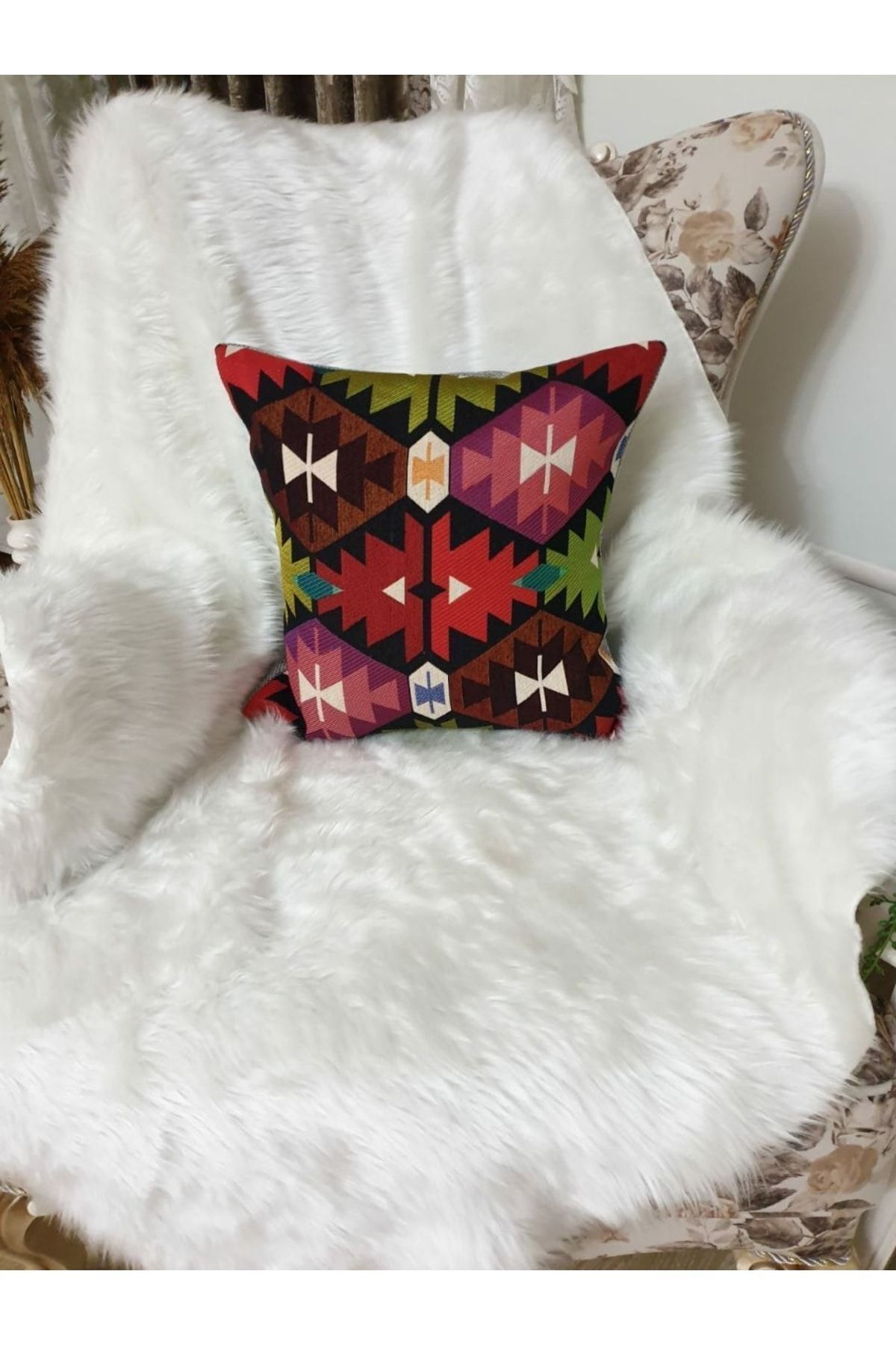 Dokuma Goblen Kilim Desen Kırlent Kılıf