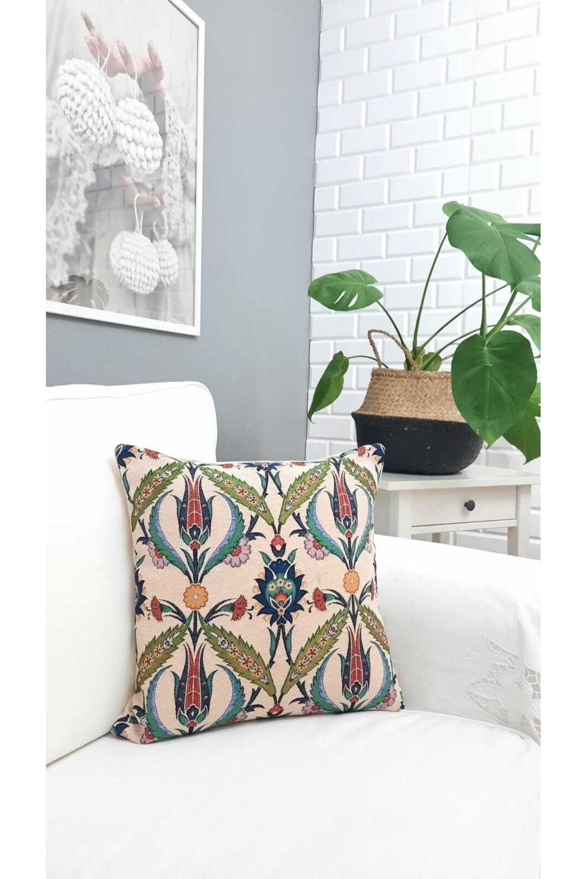 Goblen Çinili Dokuma Kırlent Kılıf