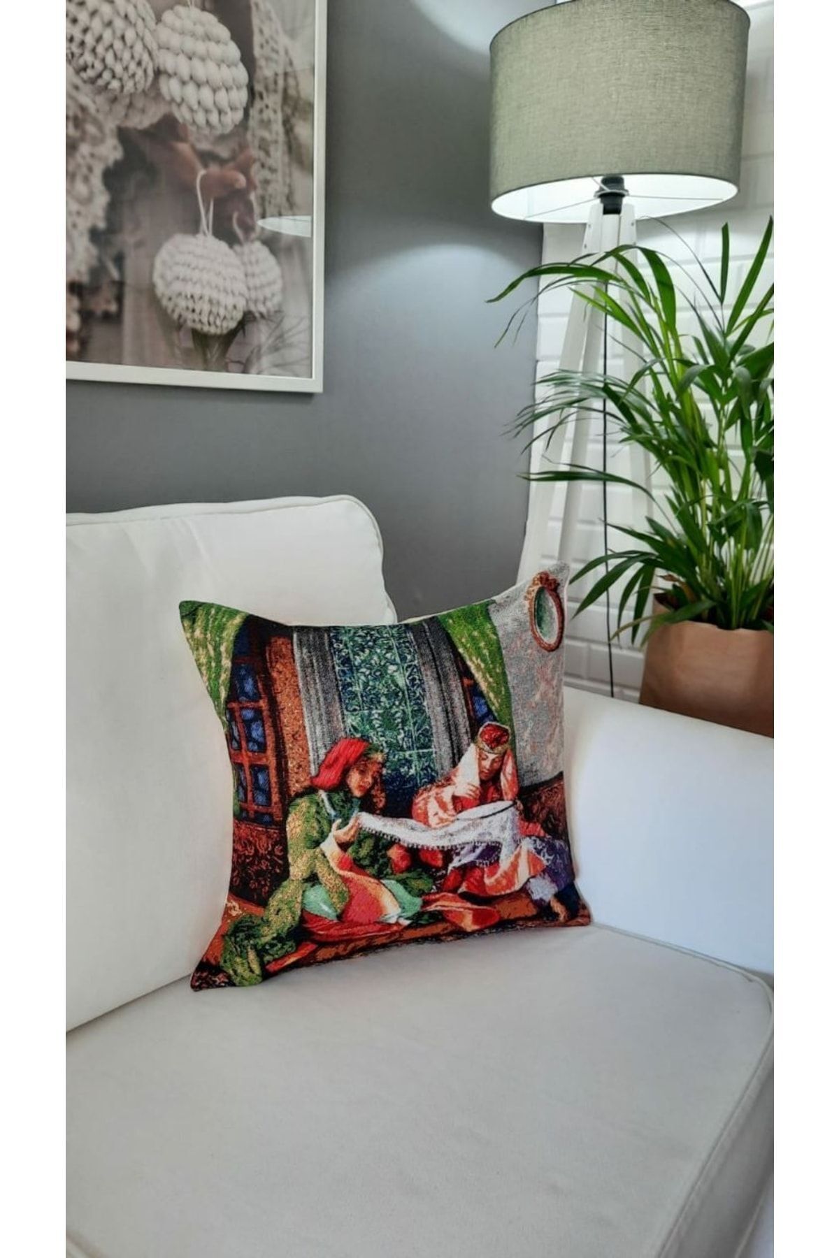 Goblen Kaneviçe Desen Kırlent Kılıf