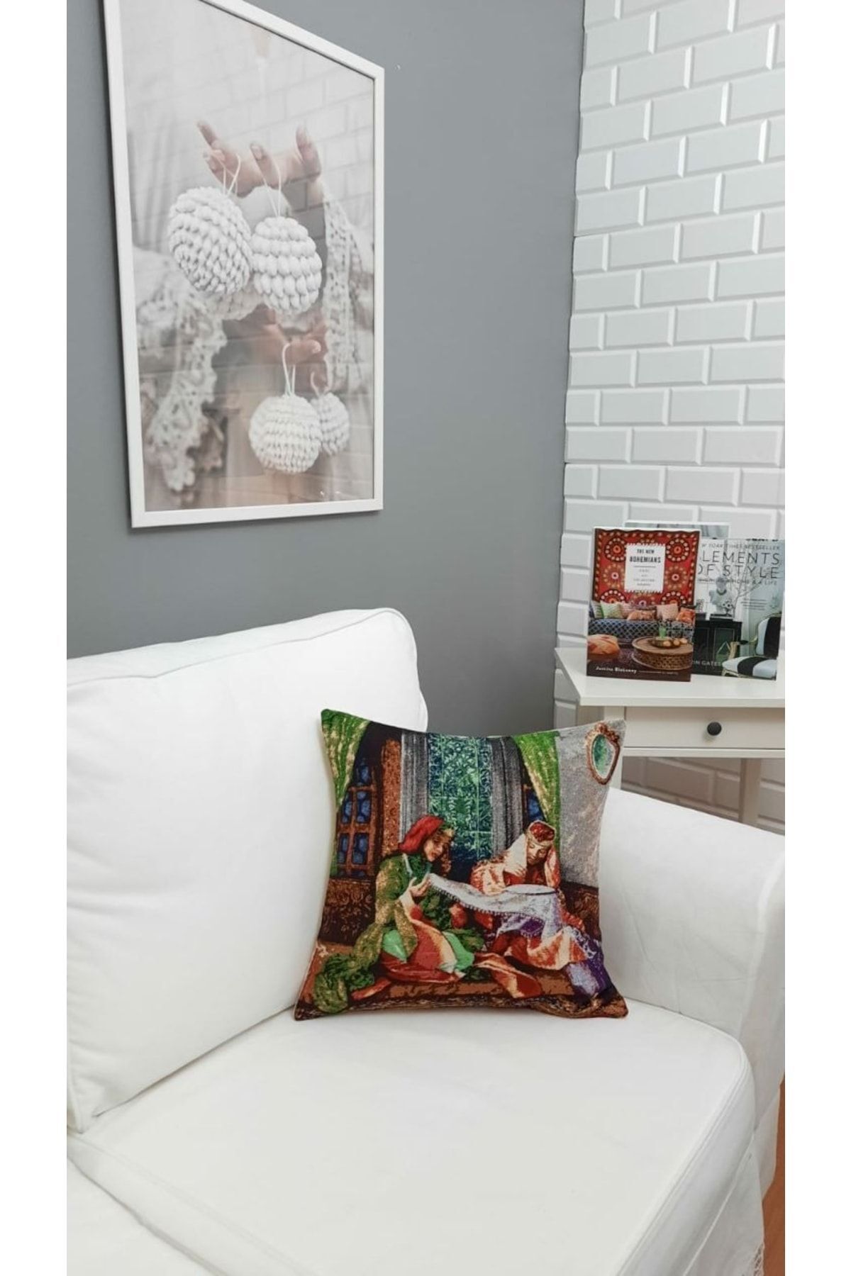 Goblen Kaneviçe Desen Kırlent Kılıf