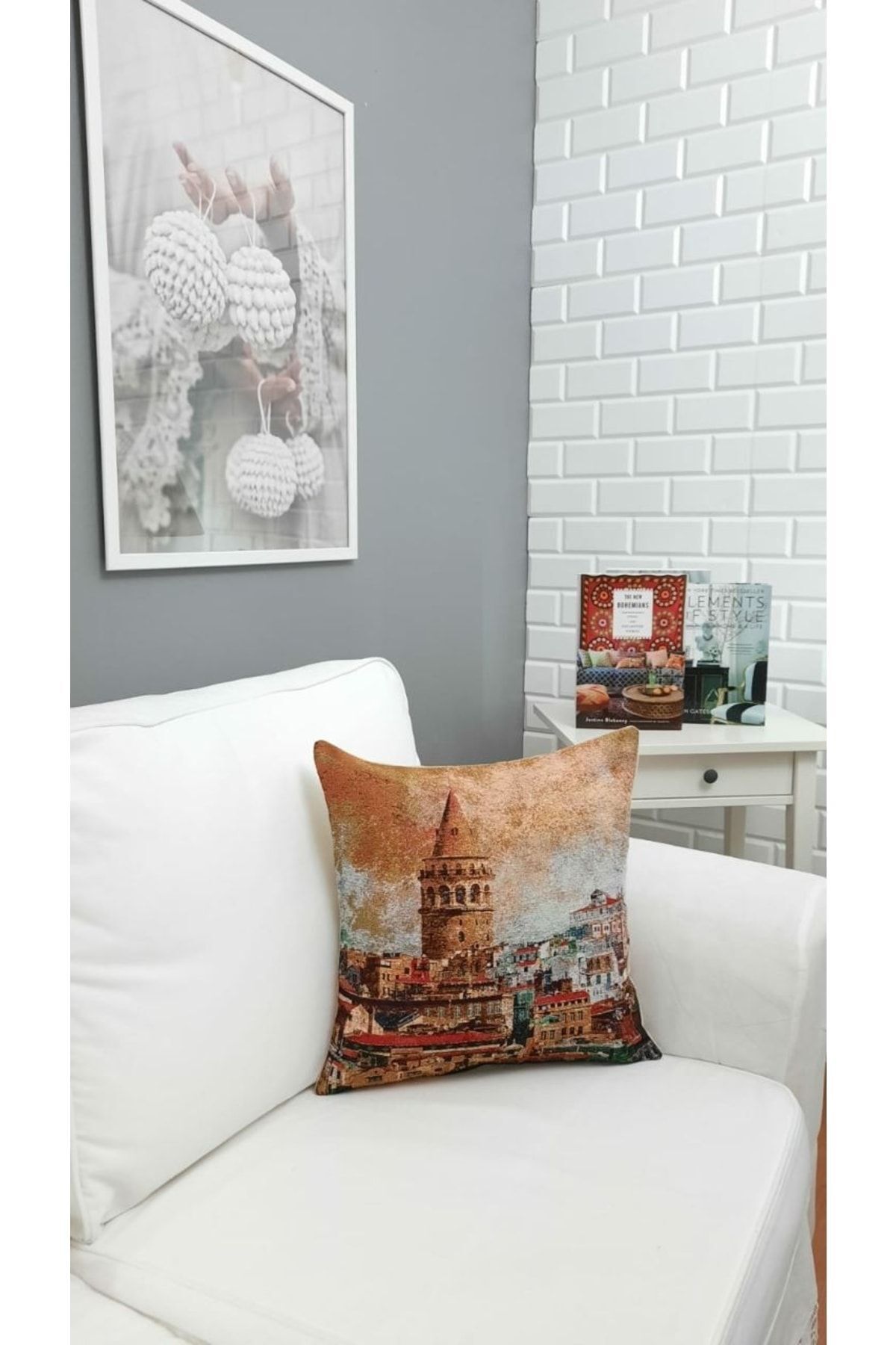 Goblen Galata Kule Kırlent Kılıf