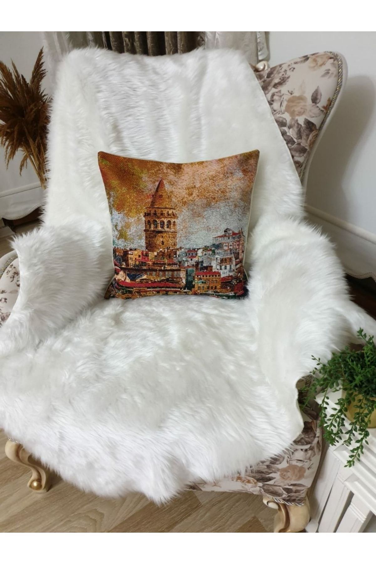 Goblen Galata Kule Kırlent Kılıf