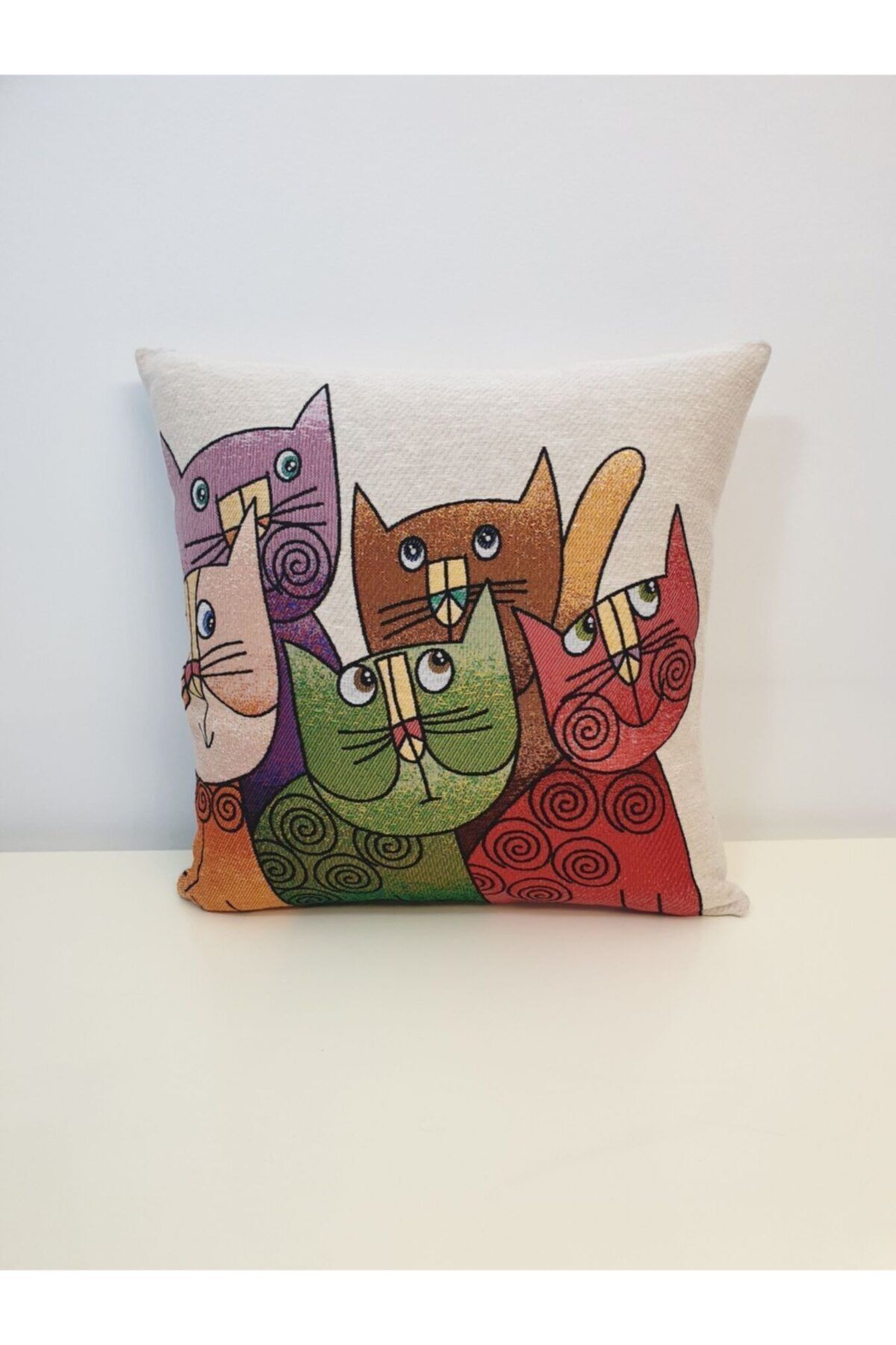 Goblen Kedi Kırlent Kılıf