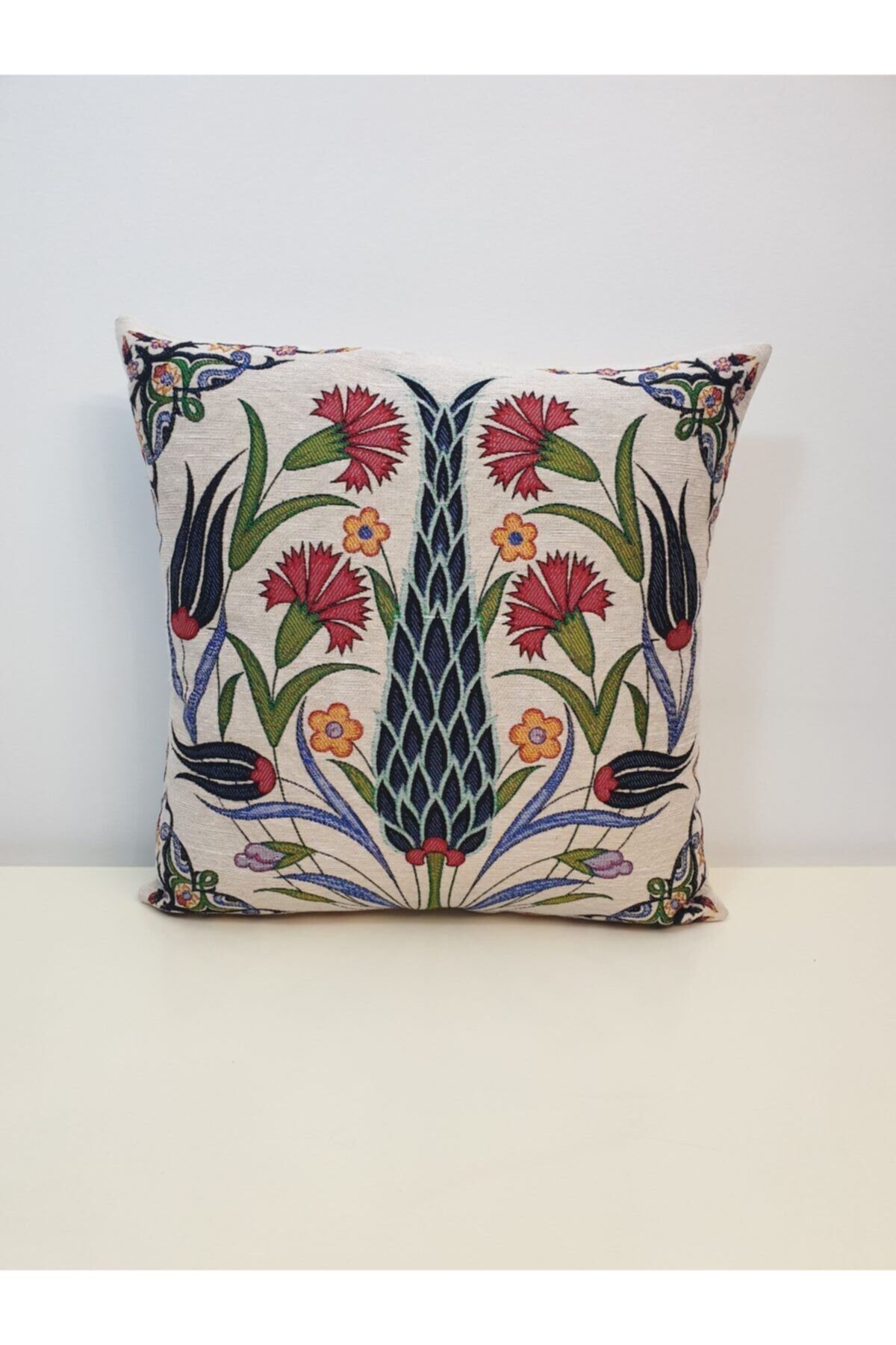 Çini Desen Goblen Dokuma Runner Ve Goblen Kılıf Set