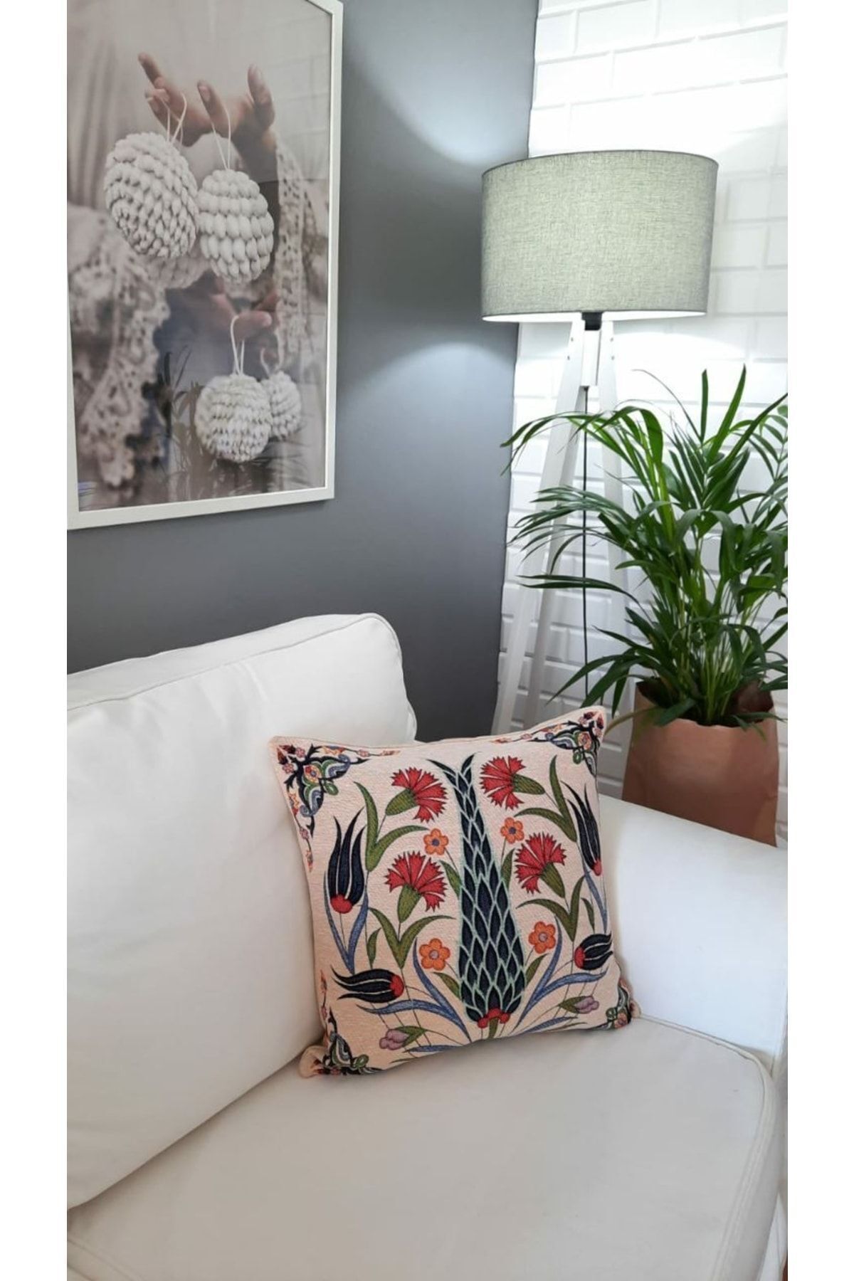 Goblen Çini Desen Kırlent Kılıf