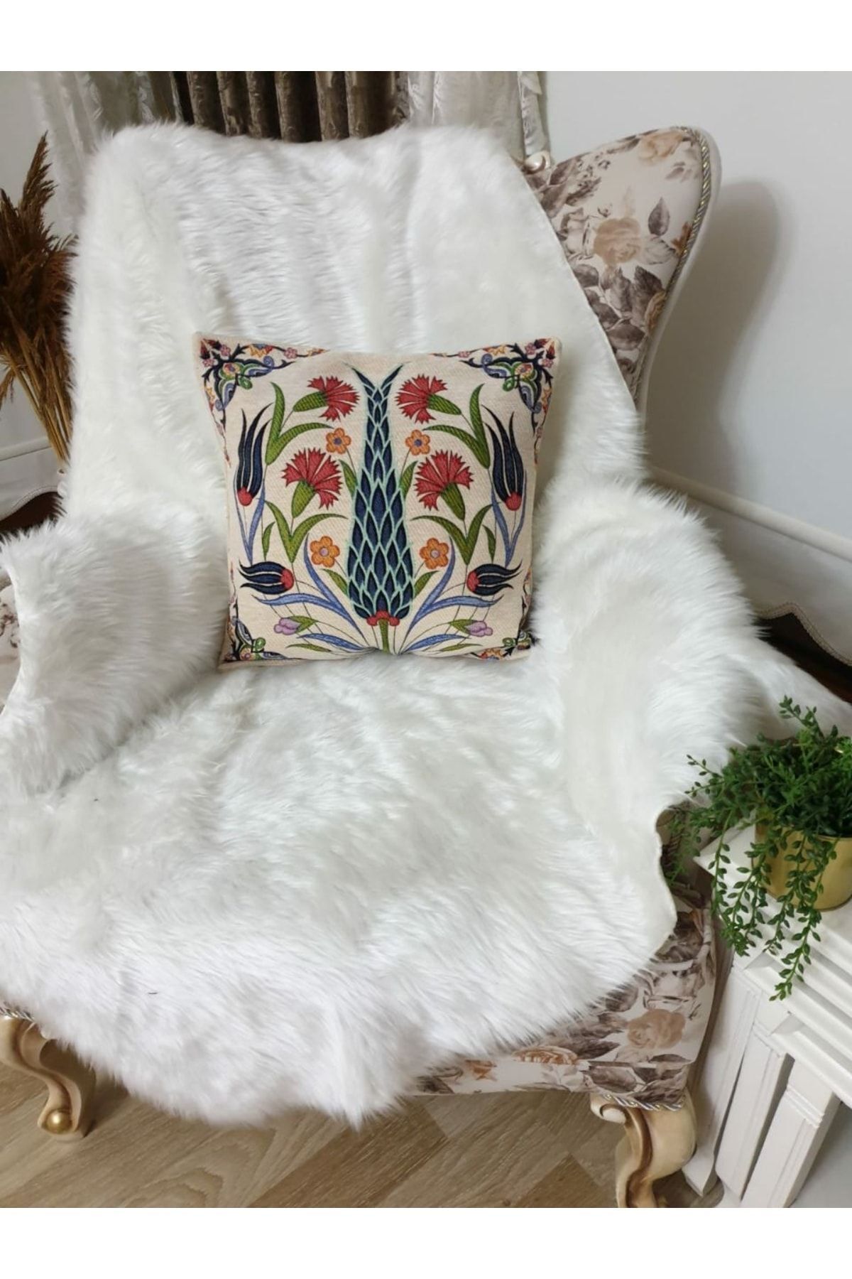 Goblen Çini Desen Kırlent Kılıf