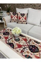 Karanfil Desen Goblen Dokuma Runner Ve Goblen Kılıf Set