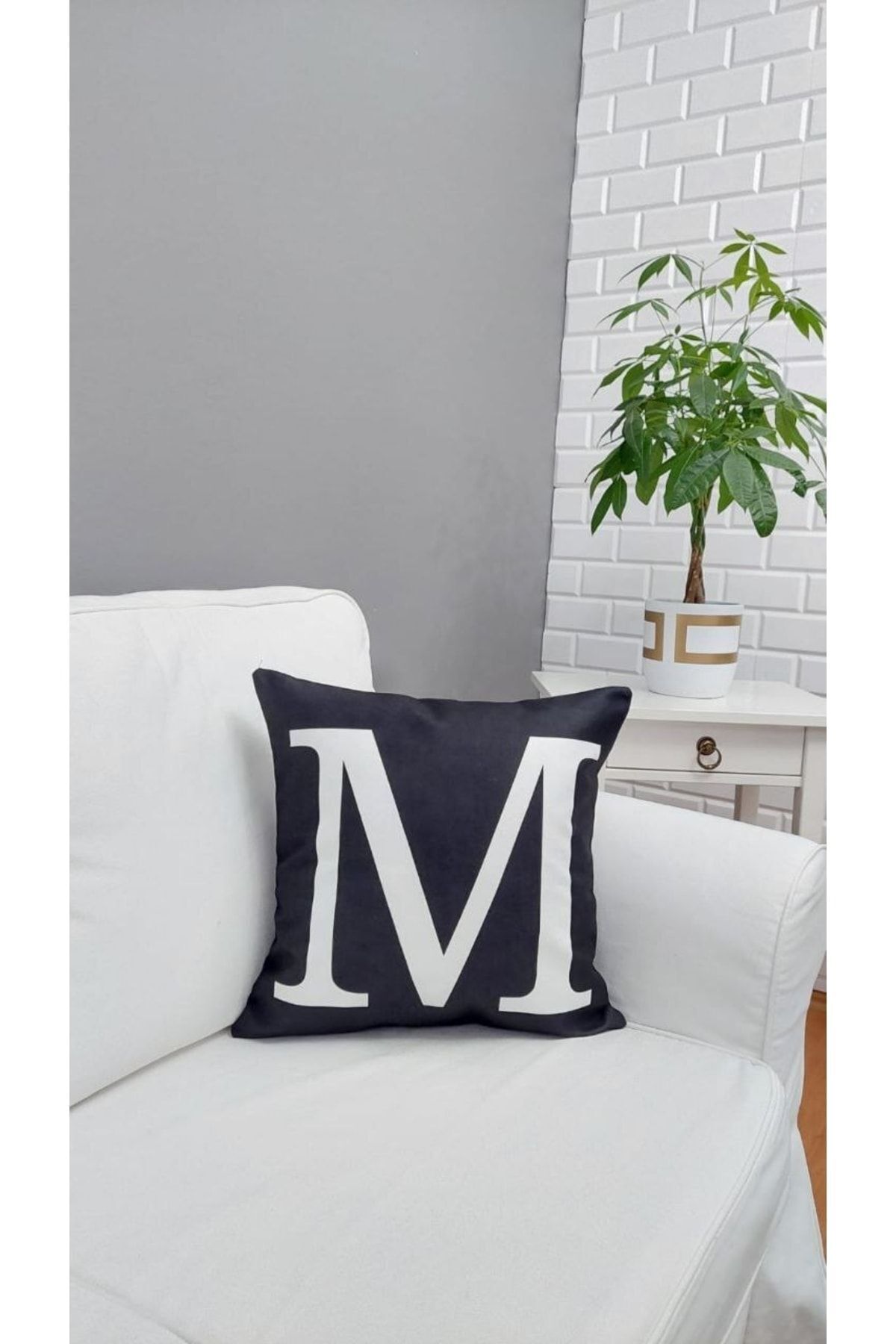 (m) Harfi Kırlent Kılıfı