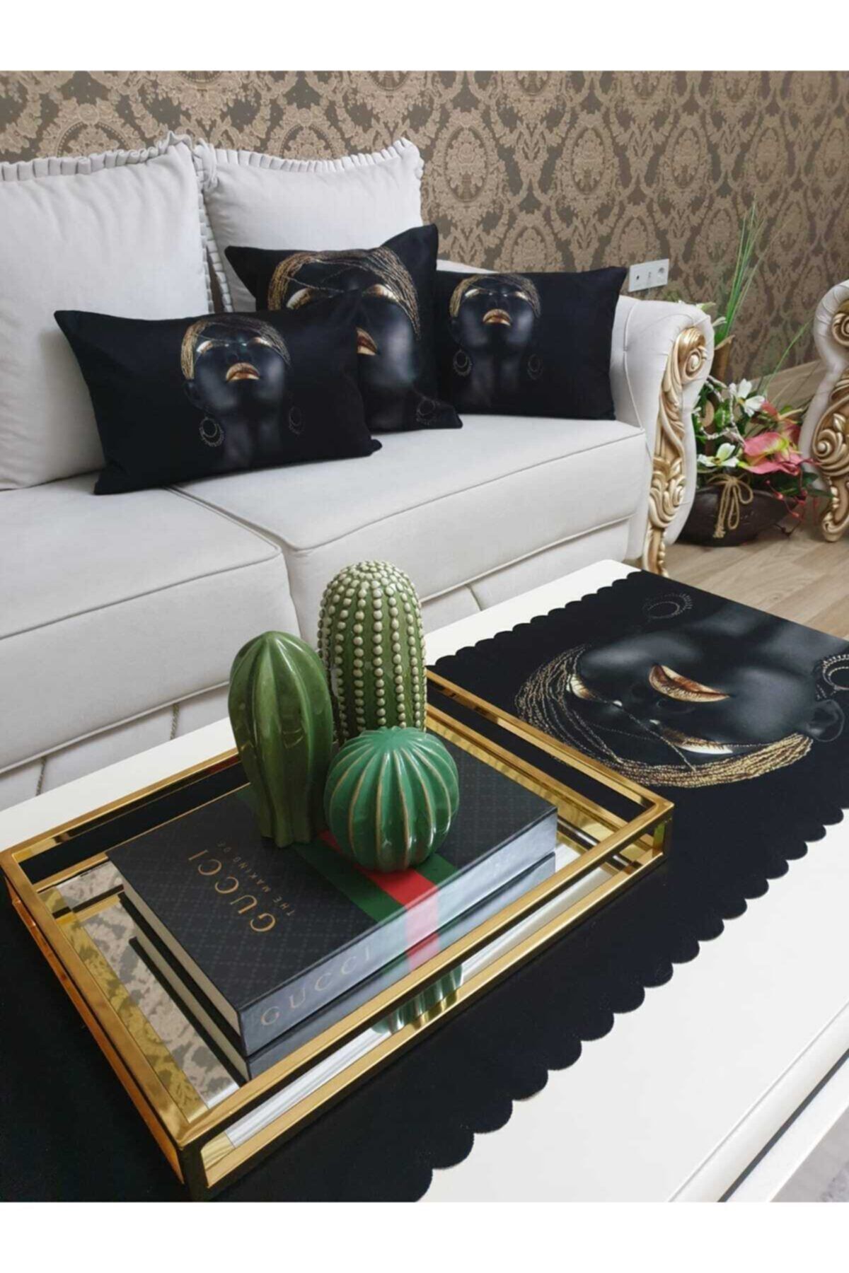 Afrikalı Gold Desen Kombin Set