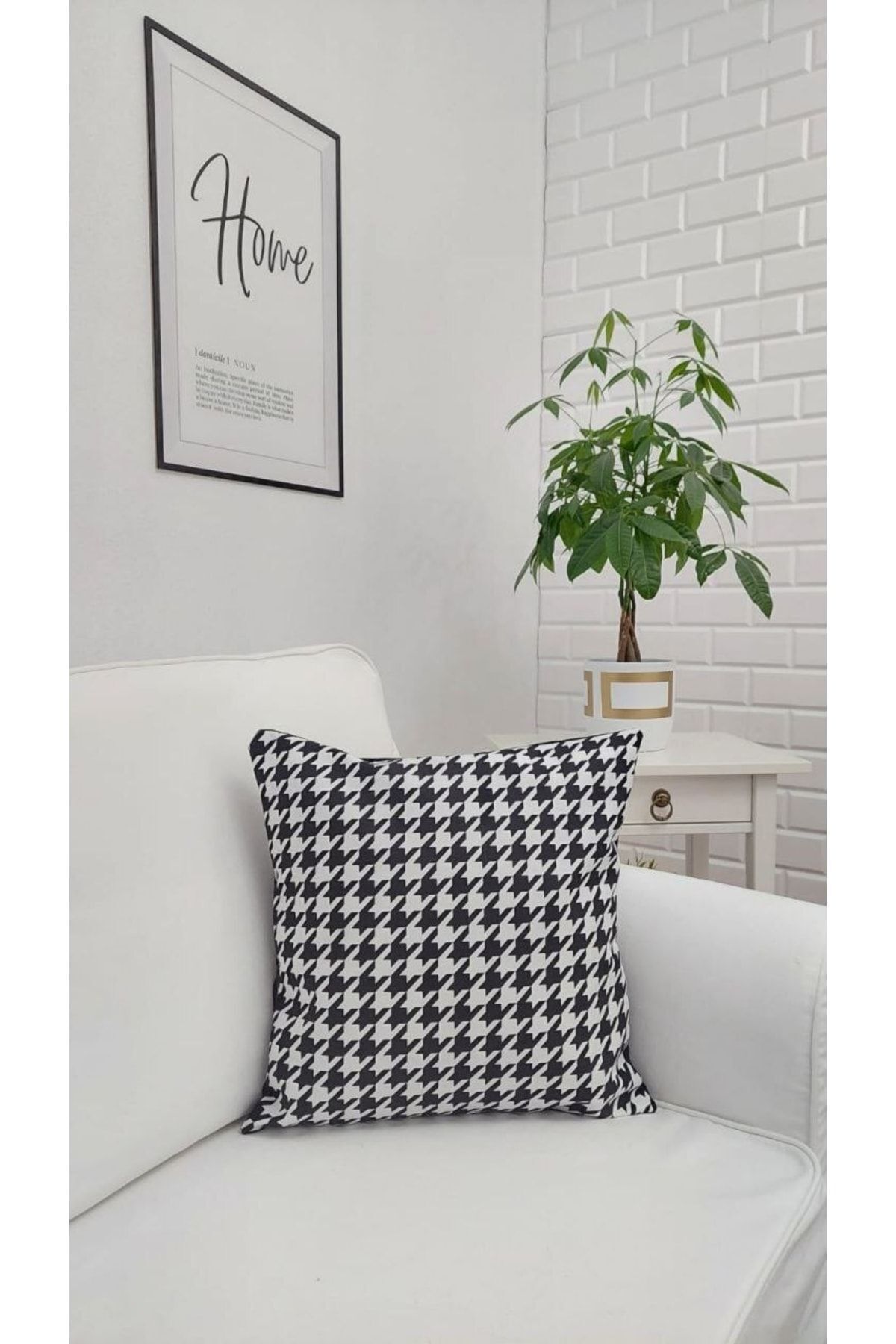 Kaz Ayağı Desen Kırlent Kılıfı