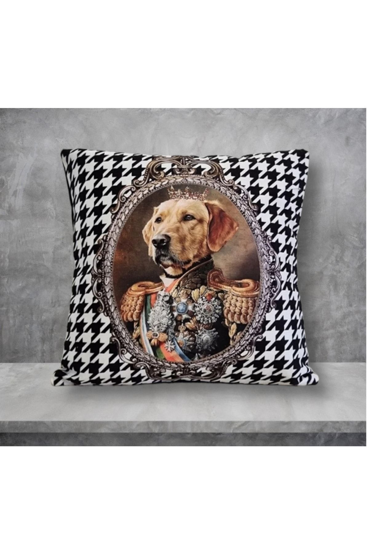 Kral Golden Kaz Ayağı Desen Kırlent Kılıfı