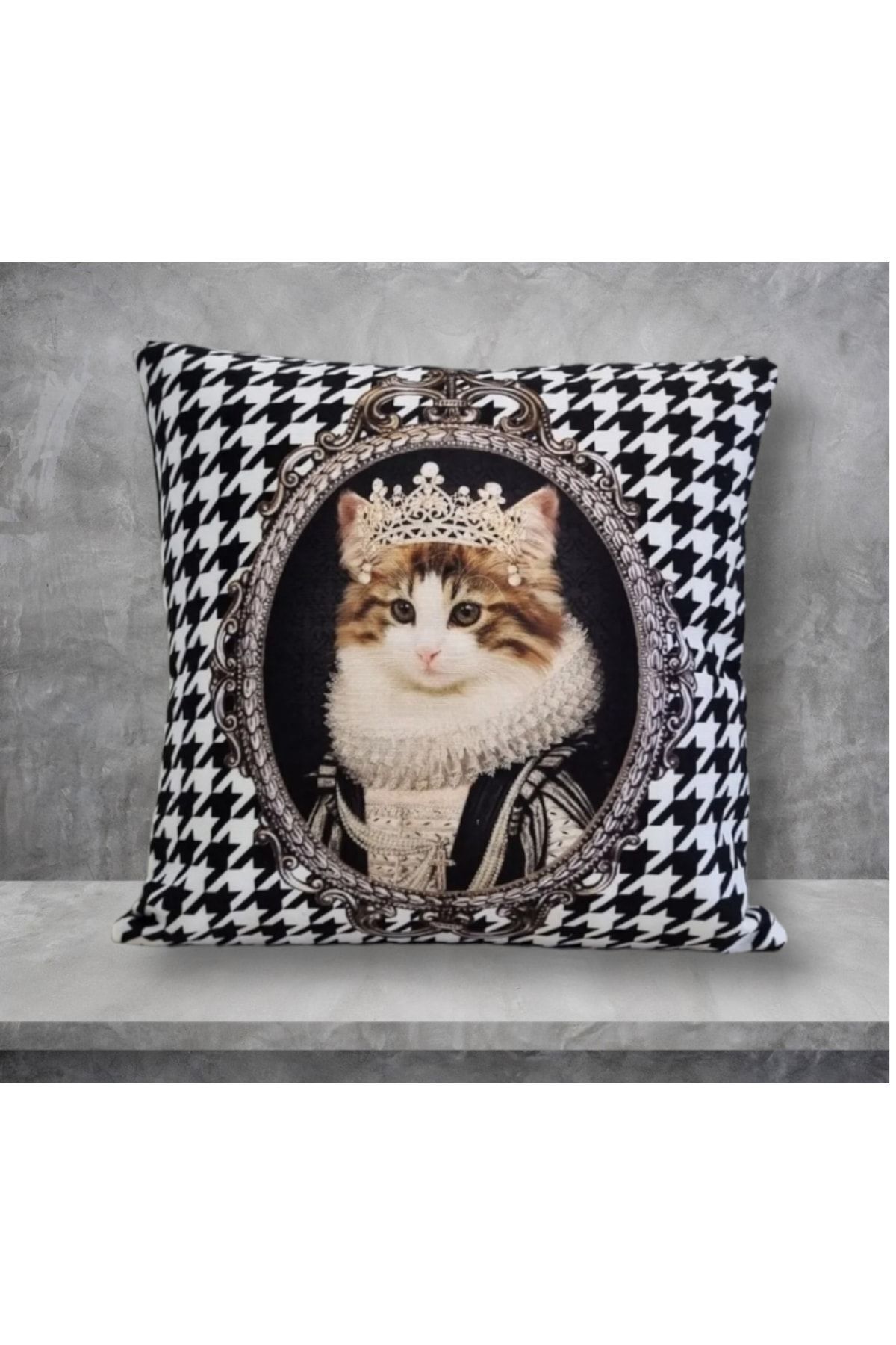 Prenses Kedii Kaz Ayağı Desen Kırlent Kılıfı