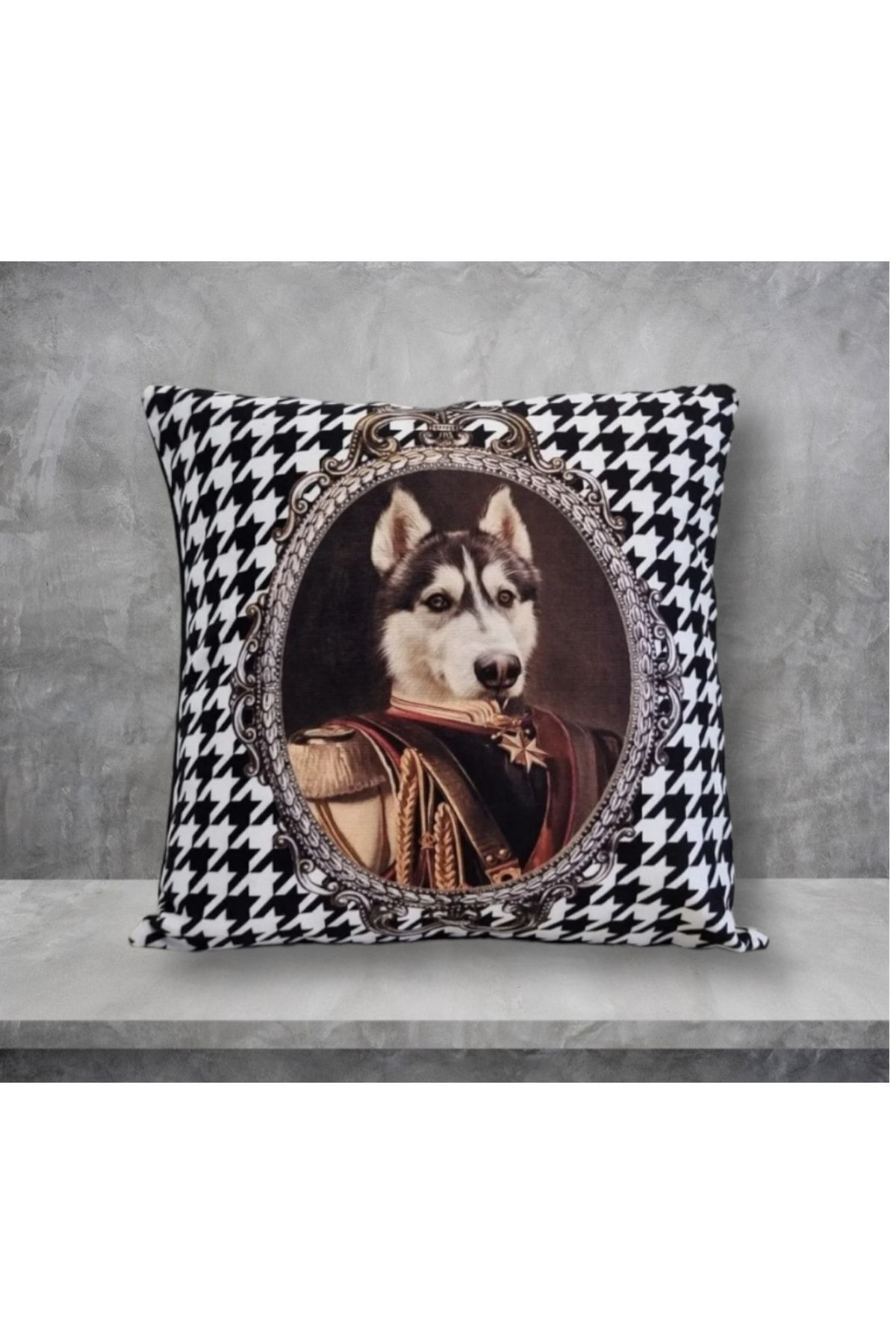 Alaska Prens Köpek Kaz Ayağı Desen Kırlent Kılıfı