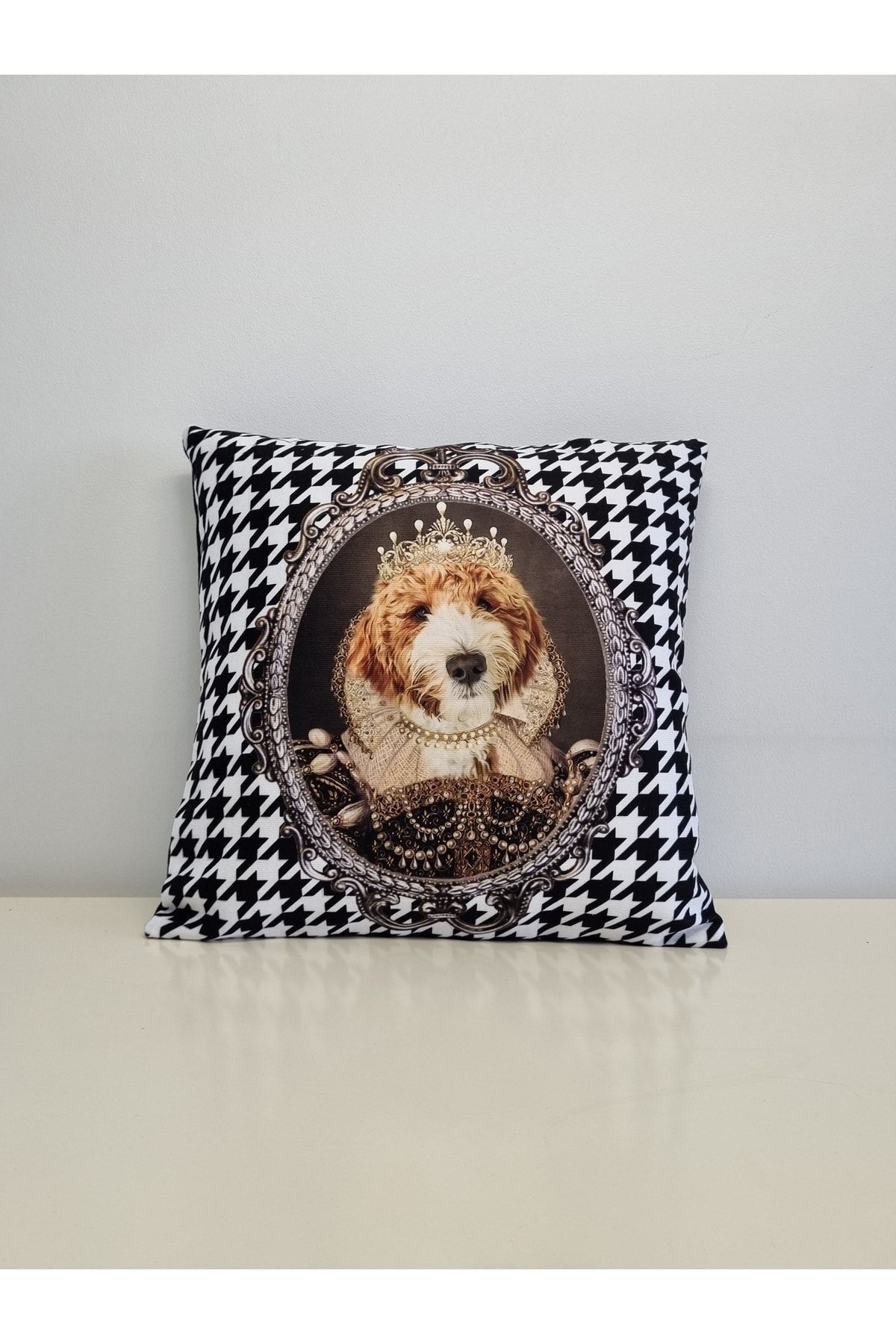 Terrier Kaz Ayağı Desen Kırlent Kılıfı