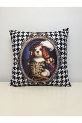 Prens Köpek Kaz Ayağı Desen Kırlent Kılıfı