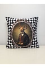 Centilmen Geyik Kaz Ayağı Desen Kırlent Kılıfı