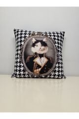 Kedi Subay Kaz Ayağı Desen Kırlent Kılıfı