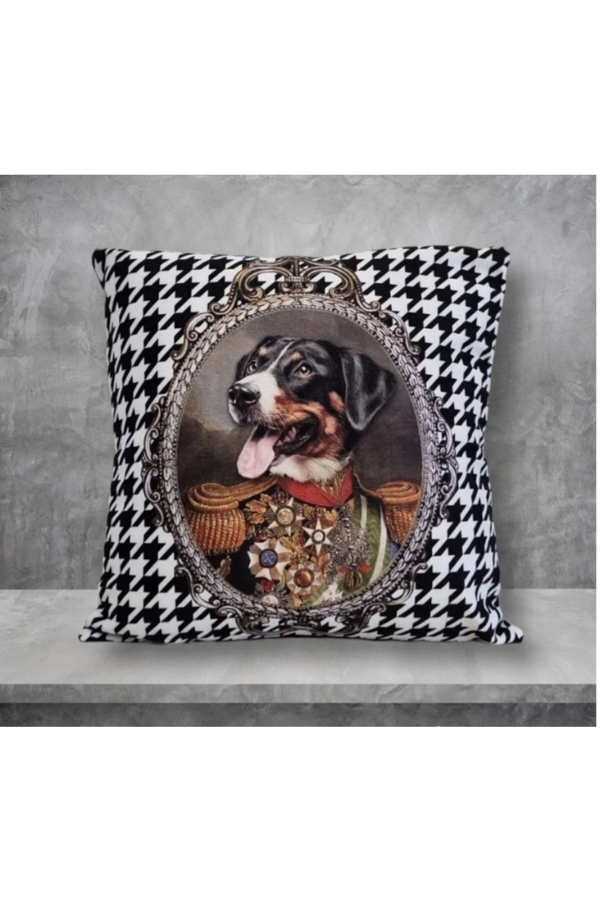 Isviçre Appenzeller Köpek Kaz Ayağı Desen Kırlent Kılıfı