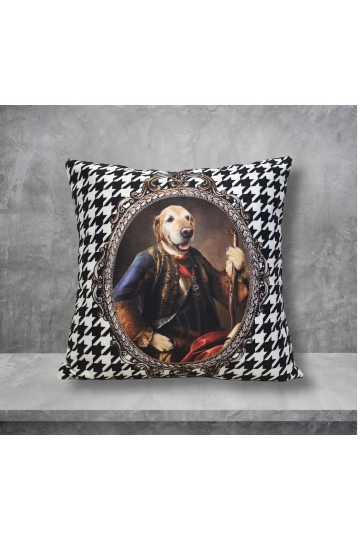 Prens Golden Kaz Ayağı Desen Kırlent Kılıfı