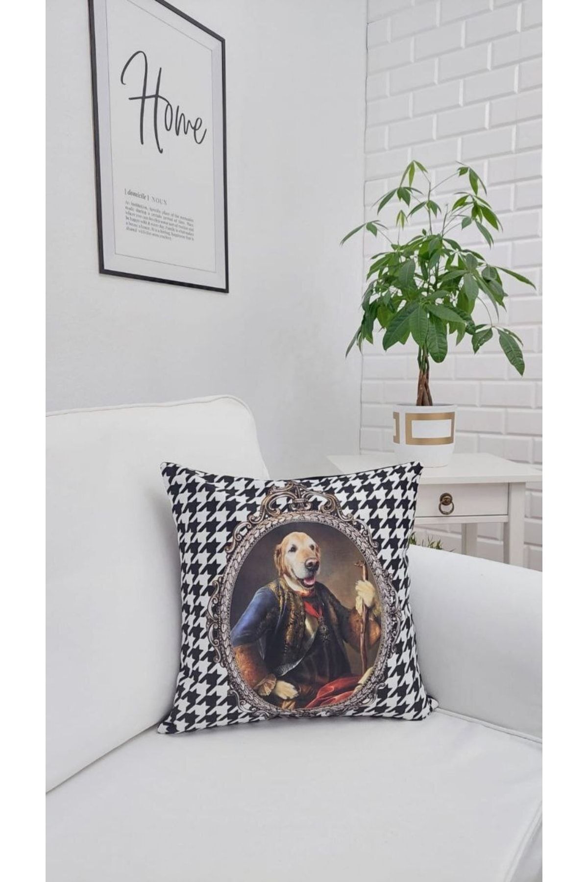 Prens Golden Kaz Ayağı Desen Kırlent Kılıfı