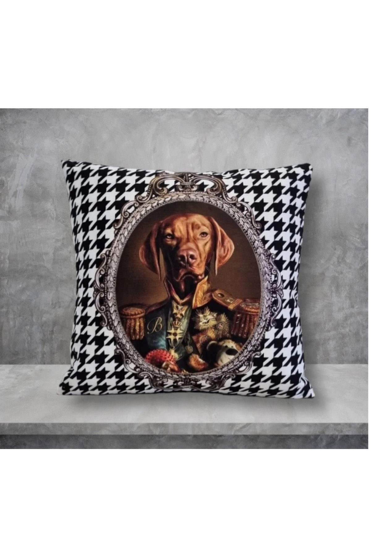 Vizsla Kral Köpek Kaz Ayağı Desen Kırlent Kılıfı