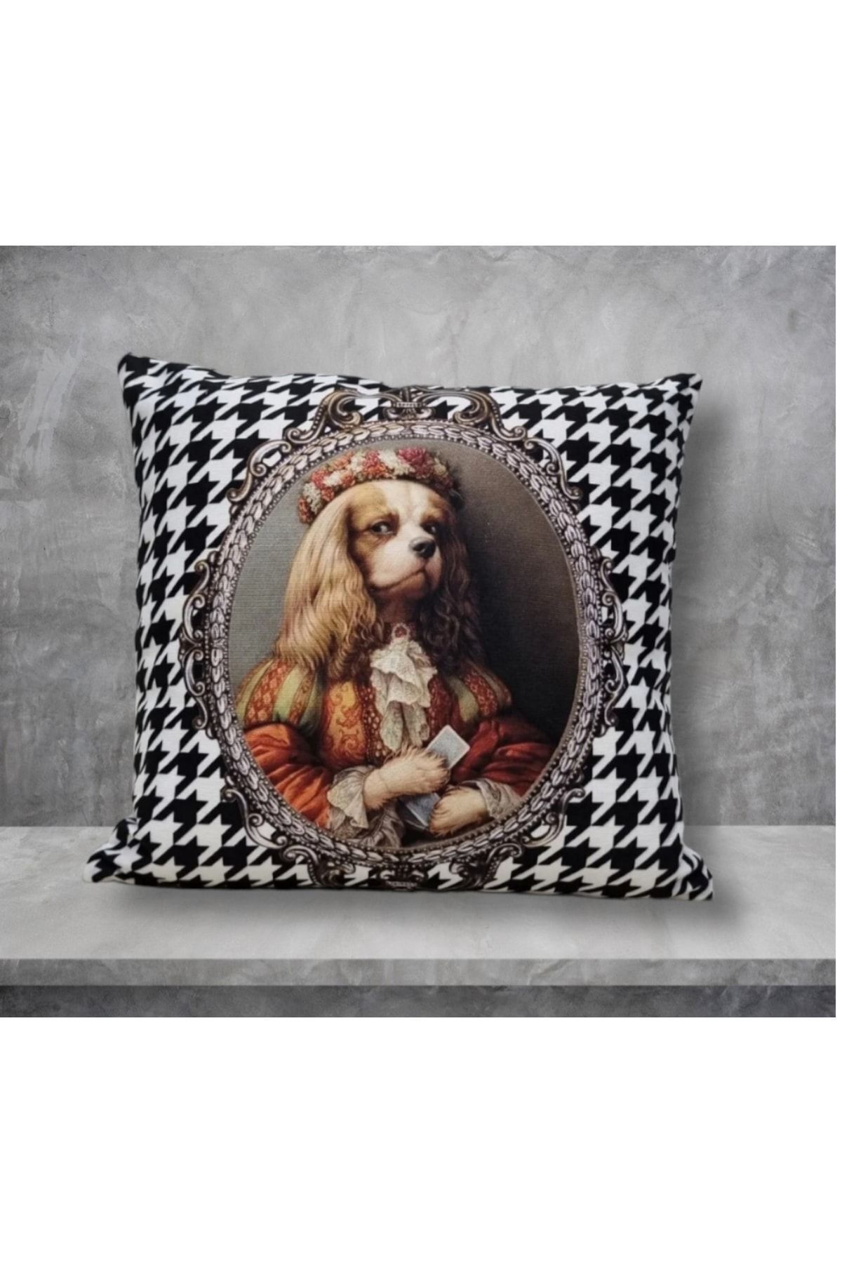 Köpek Lady Pethelangelo Poker Kaz Ayağı Desen Kırlent Kılıfı