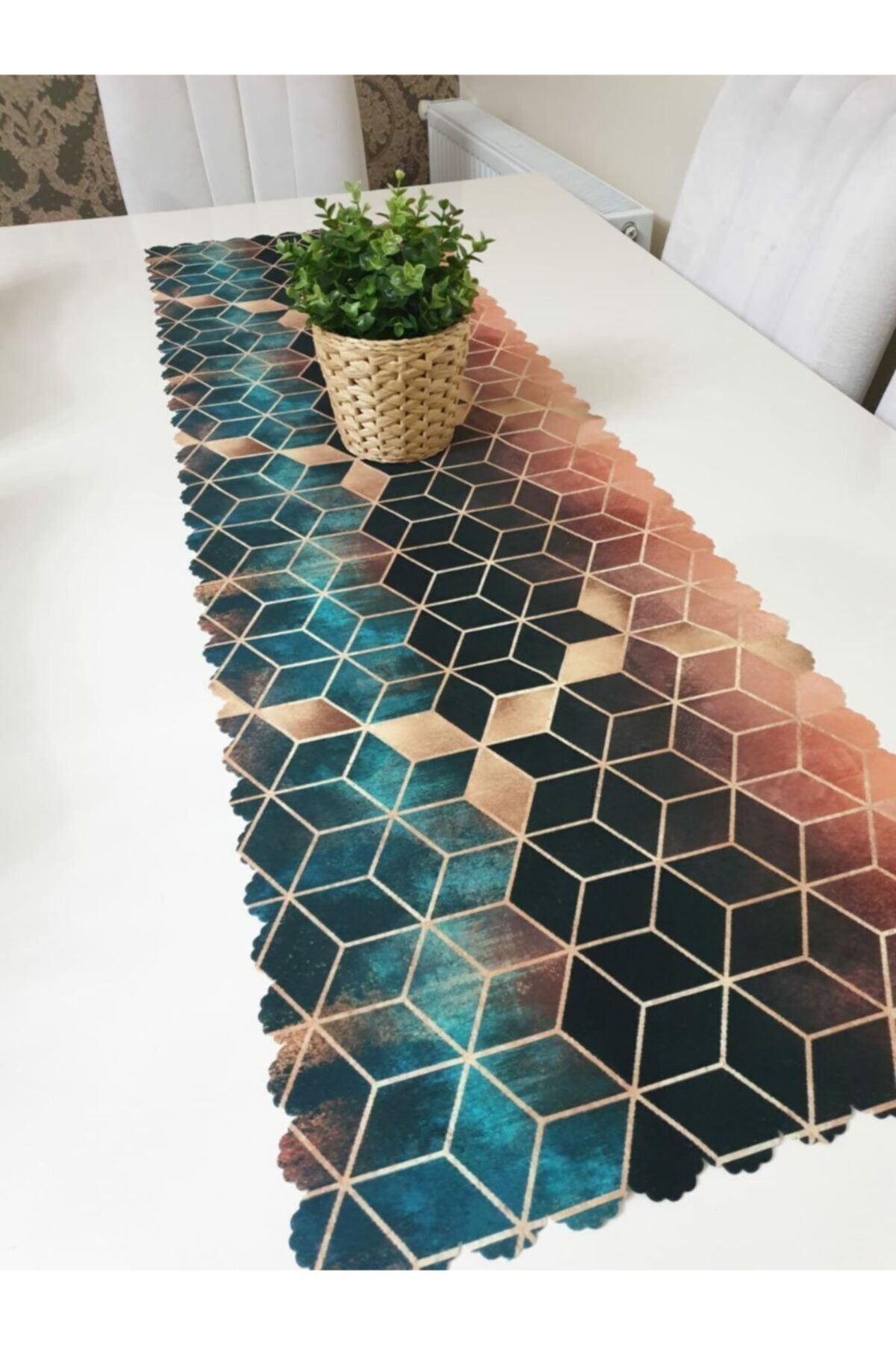 Yeşil Puzzle Desen Runner