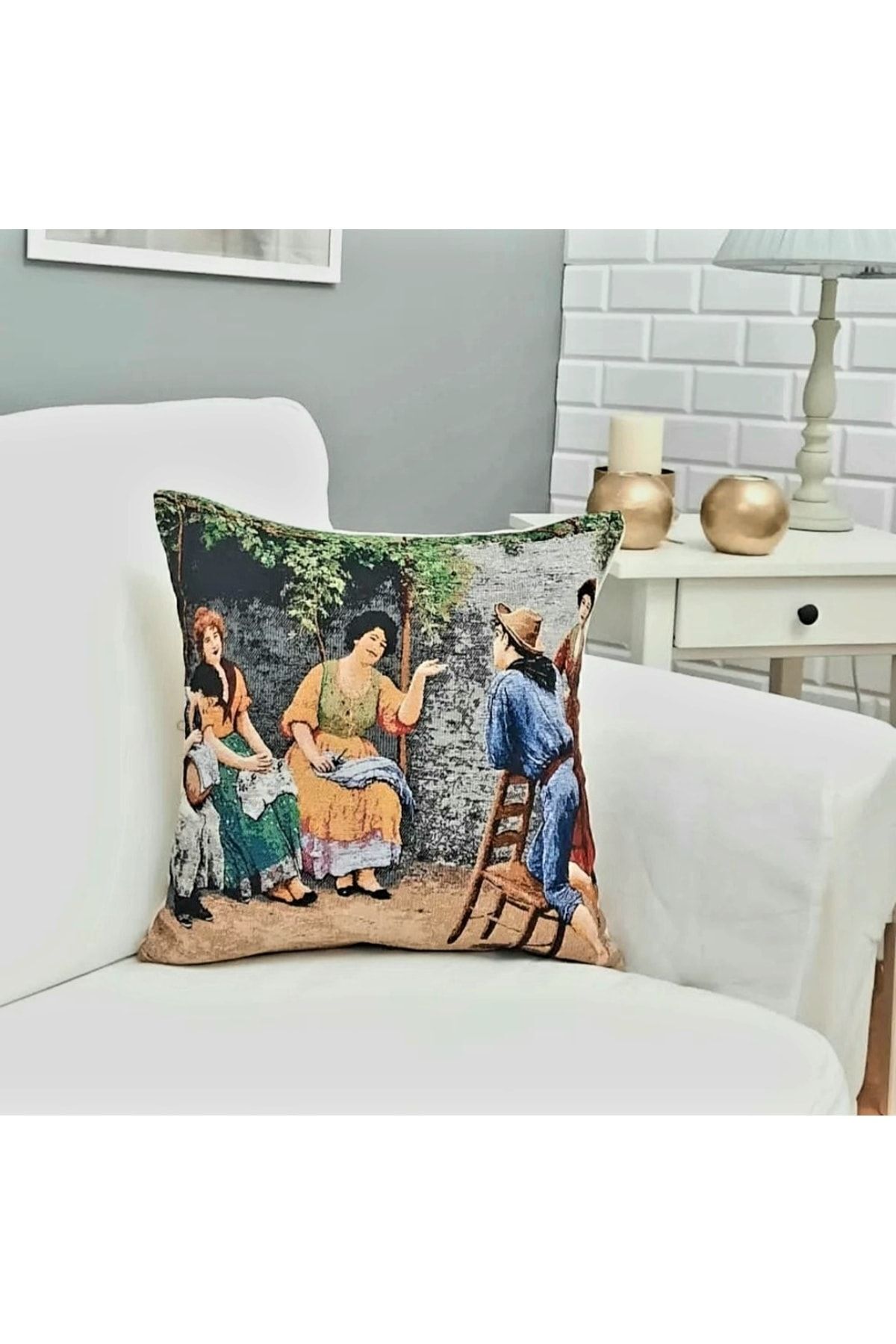 Goblen Dokuma Vintage Kırlent Kılıf