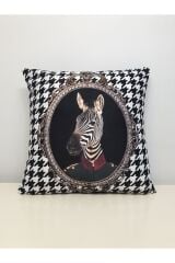 Zebra Kaz Ayağı Desen Kırlent Kılıfı