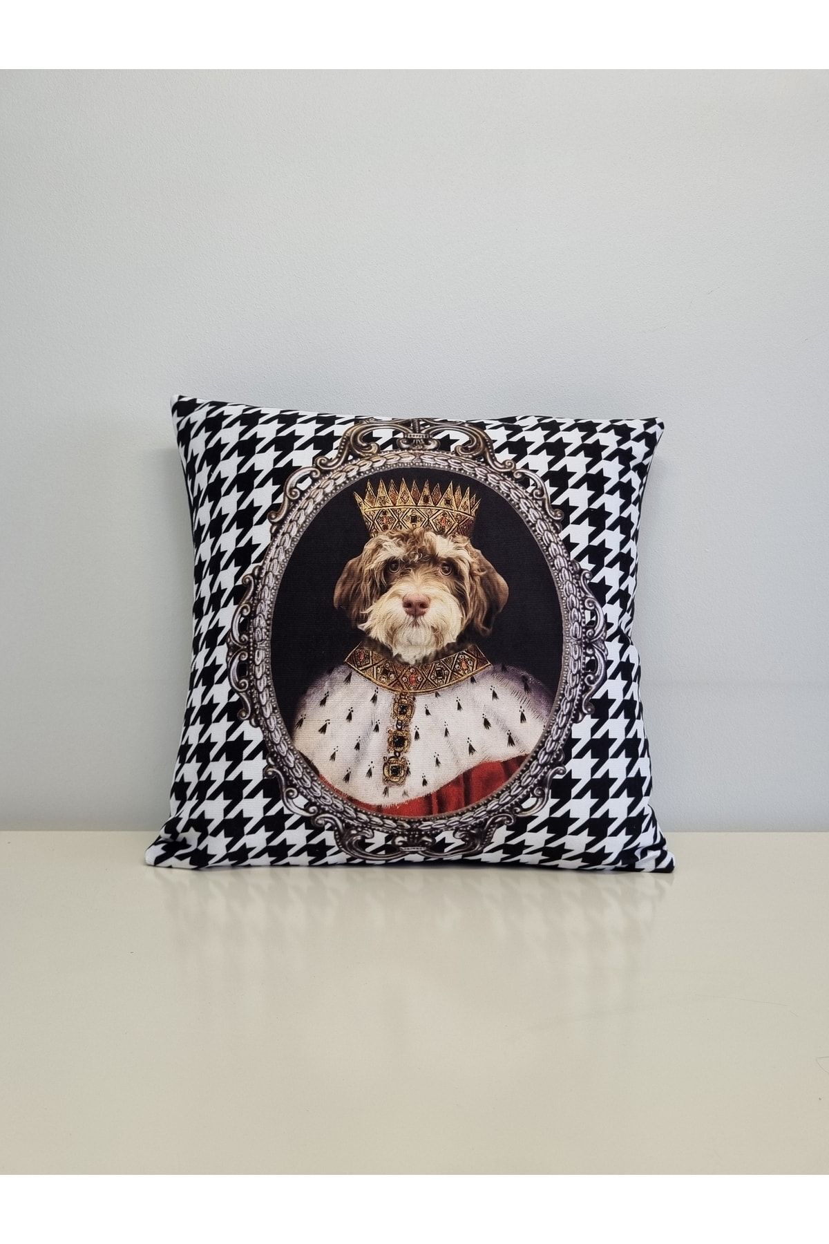 Cockapoo Prens Kaz Ayağı Desen Kırlent Kılıfı