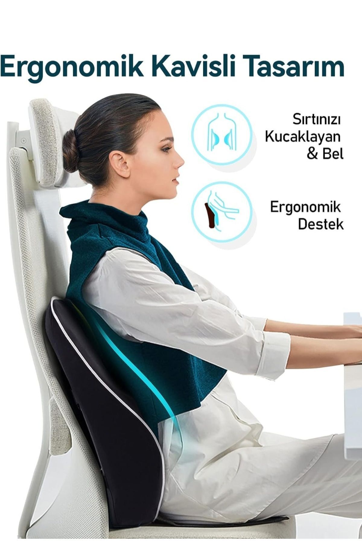 Visko Ortopedik Yeni Nesil Sandalye Sırt Minderi Sırt Dayama Koltuk Minderi Sırt Destek Yastık